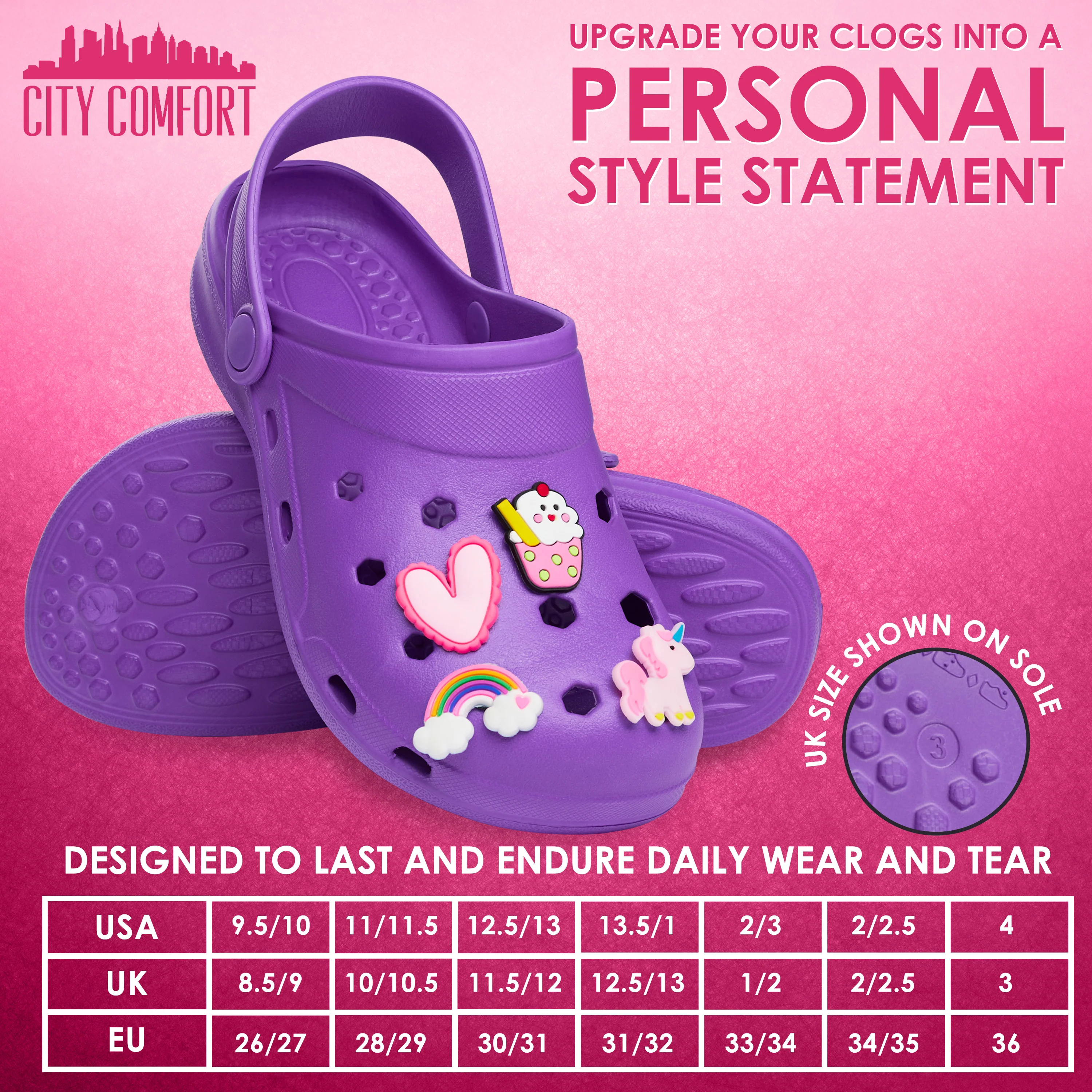 CityComfort Kids Clogs with Removable Charms, Beach Pool Shoes - Kids Gifts - Image 13