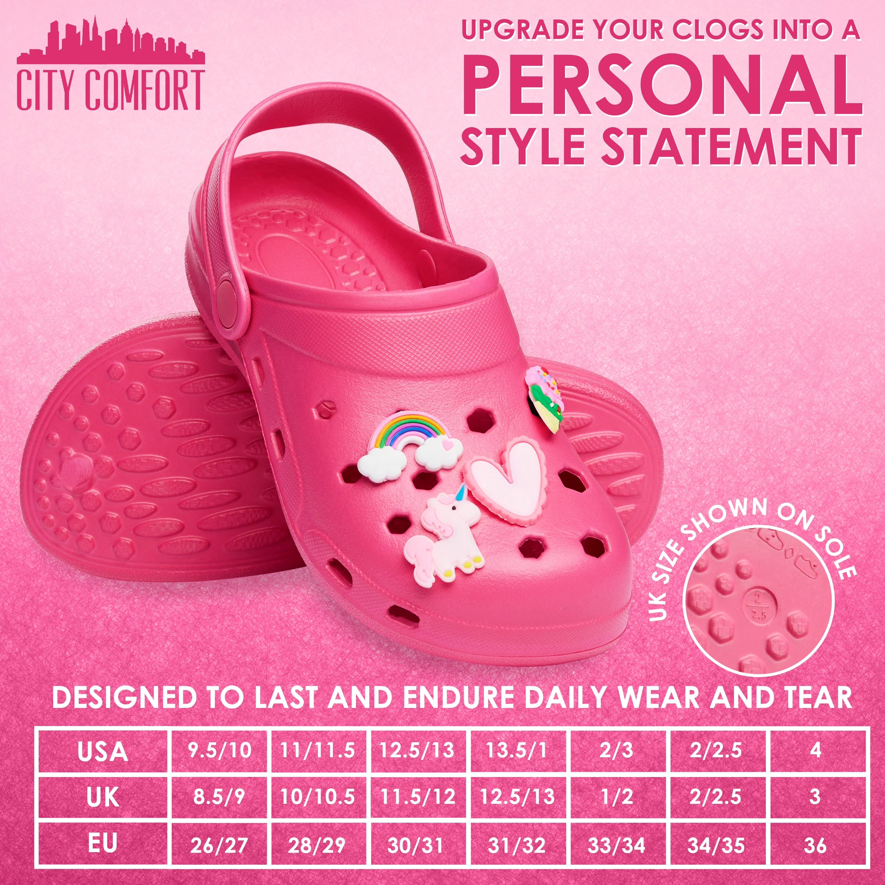 CityComfort Kids Clogs with Removable Charms, Beach Pool Shoes - Kids Gifts - Image 19