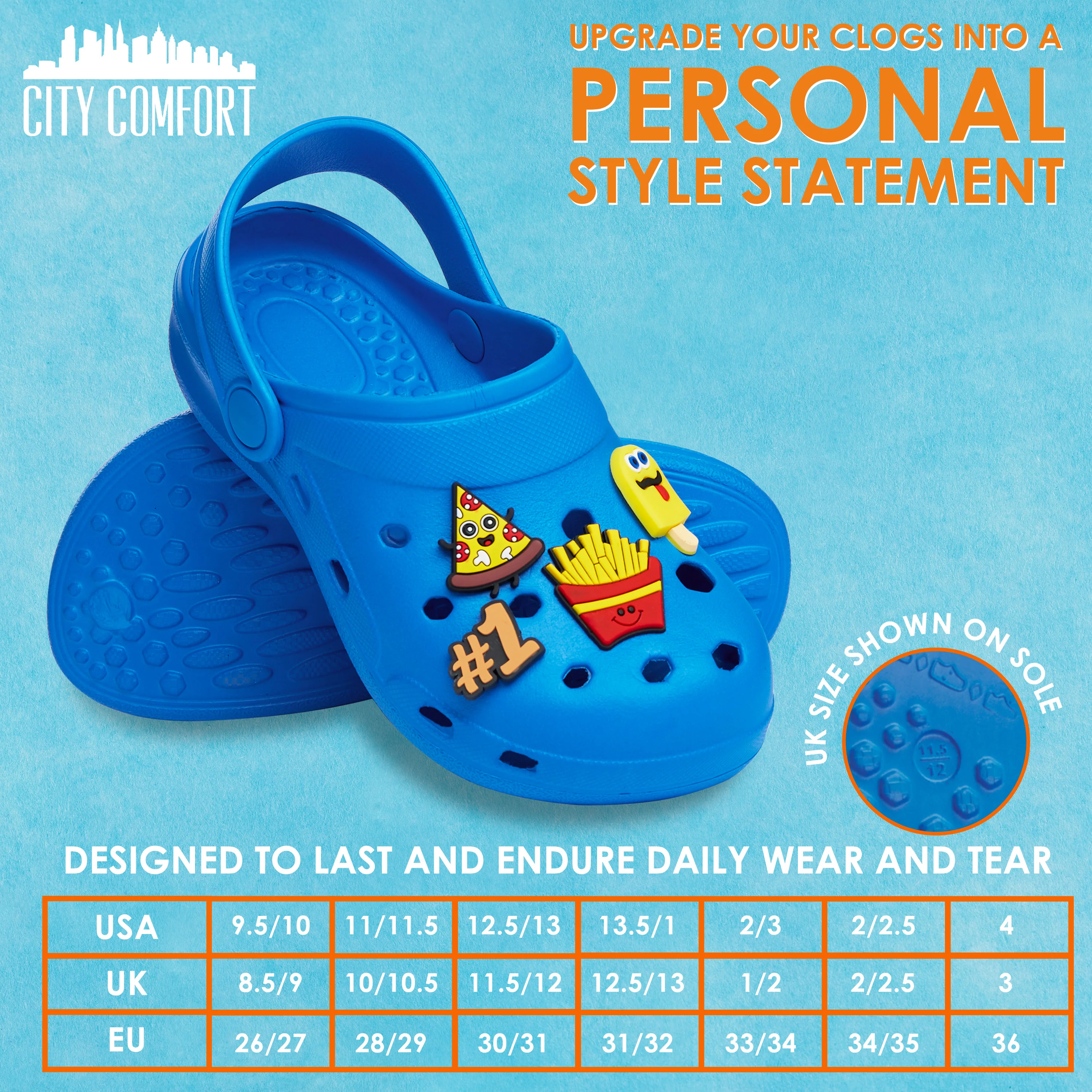CityComfort Kids Clogs with Removable Charms, Beach Pool Shoes - Kids Gifts - Image 25