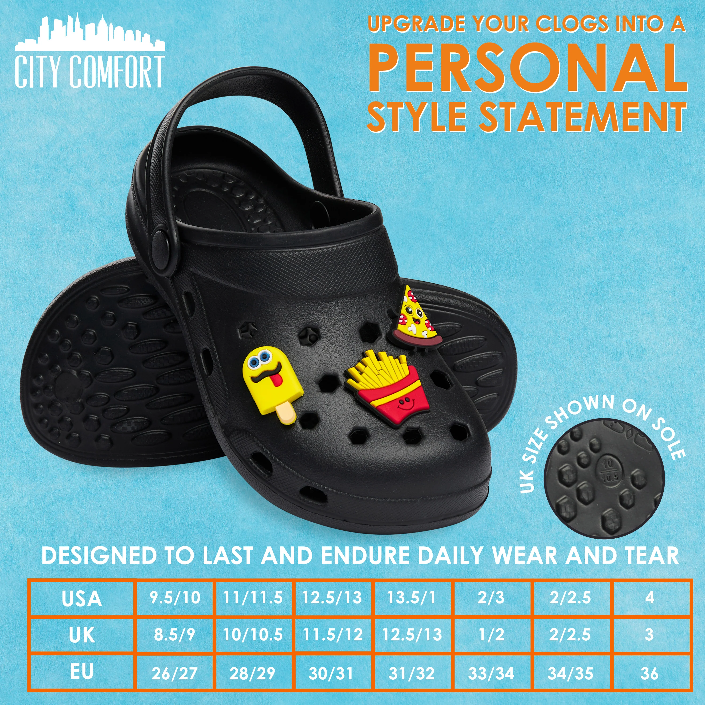 CityComfort Kids Clogs with Removable Charms, Beach Pool Shoes - Kids Gifts - Image 31