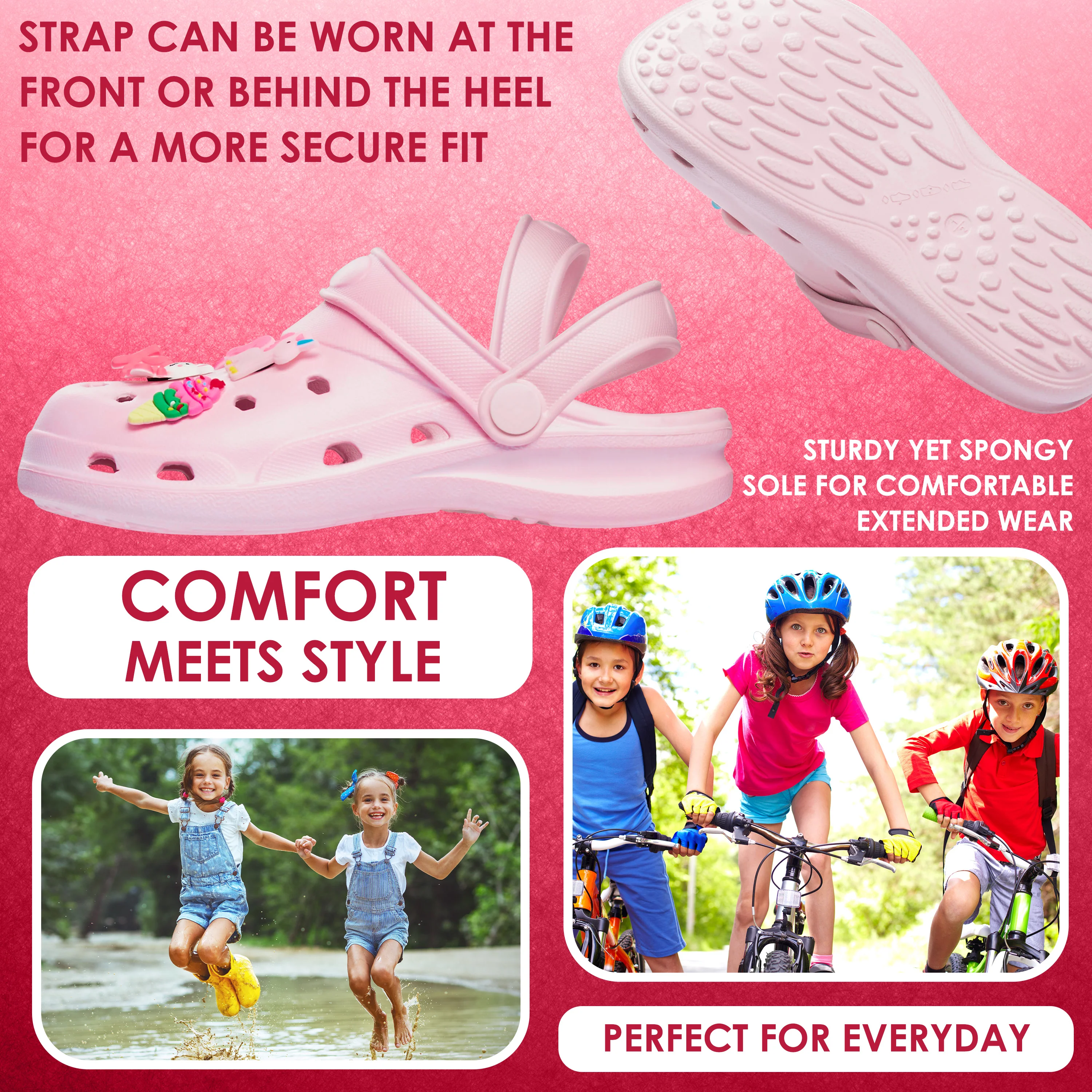 CityComfort Kids Clogs with Removable Charms, Beach Pool Shoes - Kids Gifts - Image 42