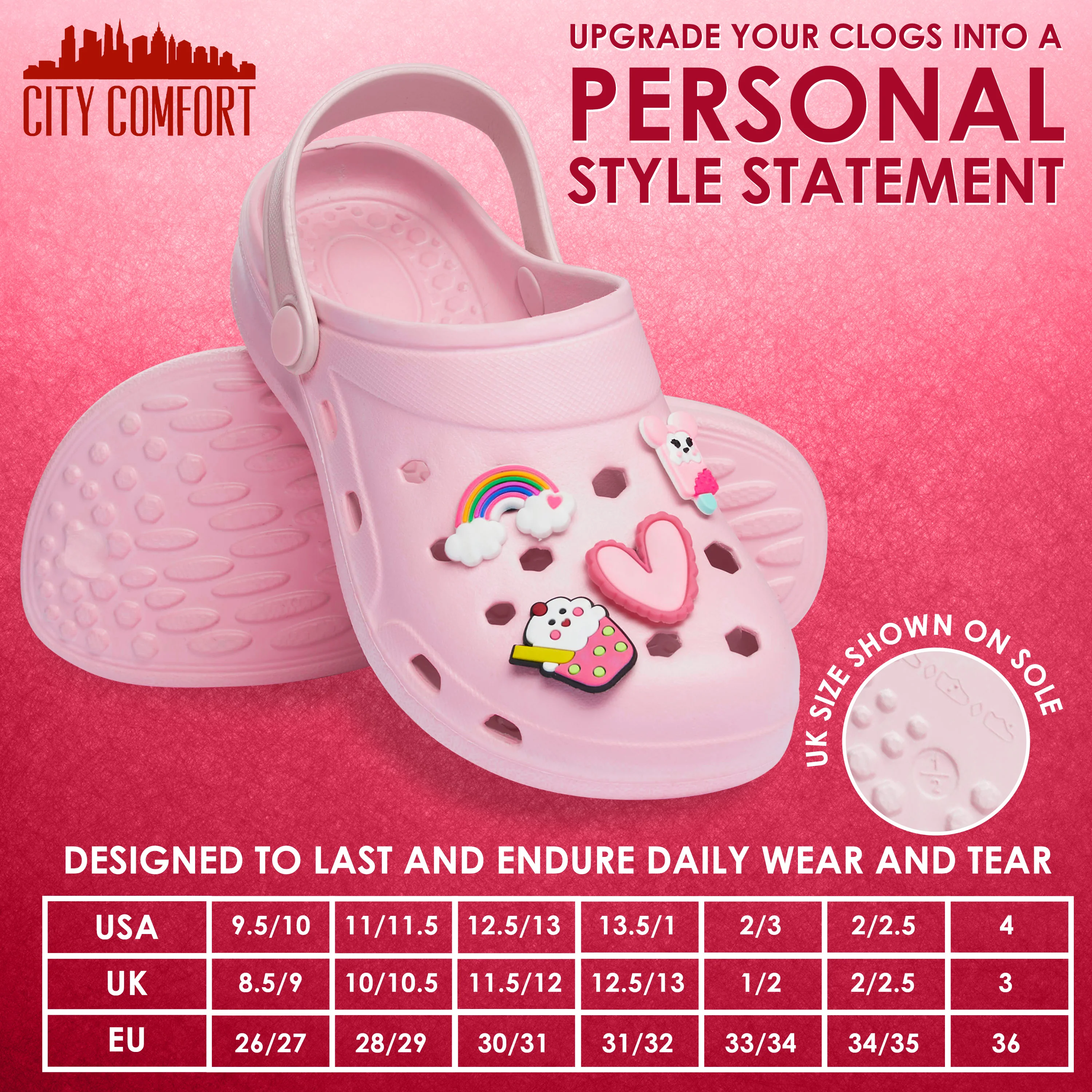 CityComfort Kids Clogs with Removable Charms, Beach Pool Shoes - Kids Gifts - Image 43