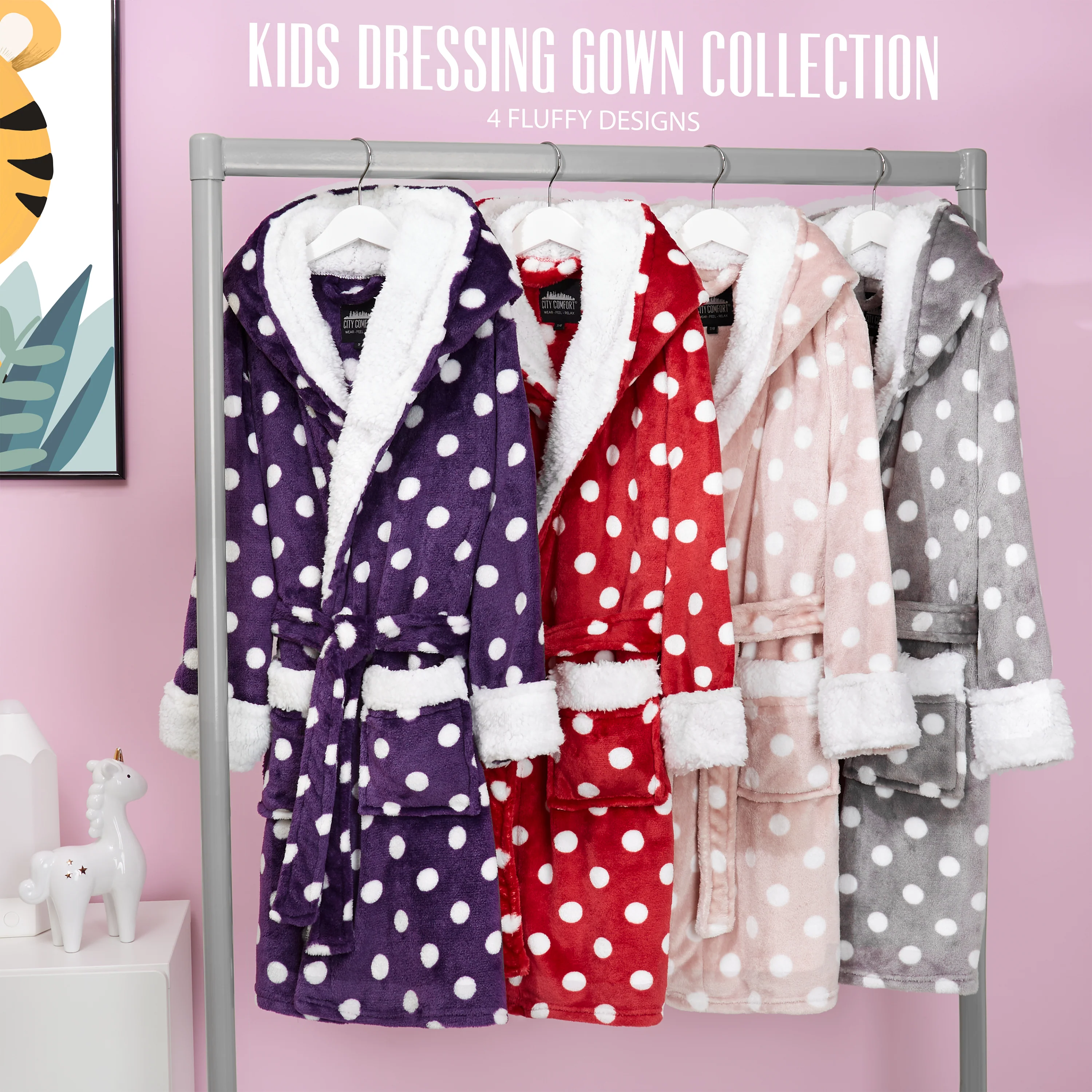 CityComfort Girls Dressing Gown, Hooded Fluffy Dressing Gown for Kids - Image 14