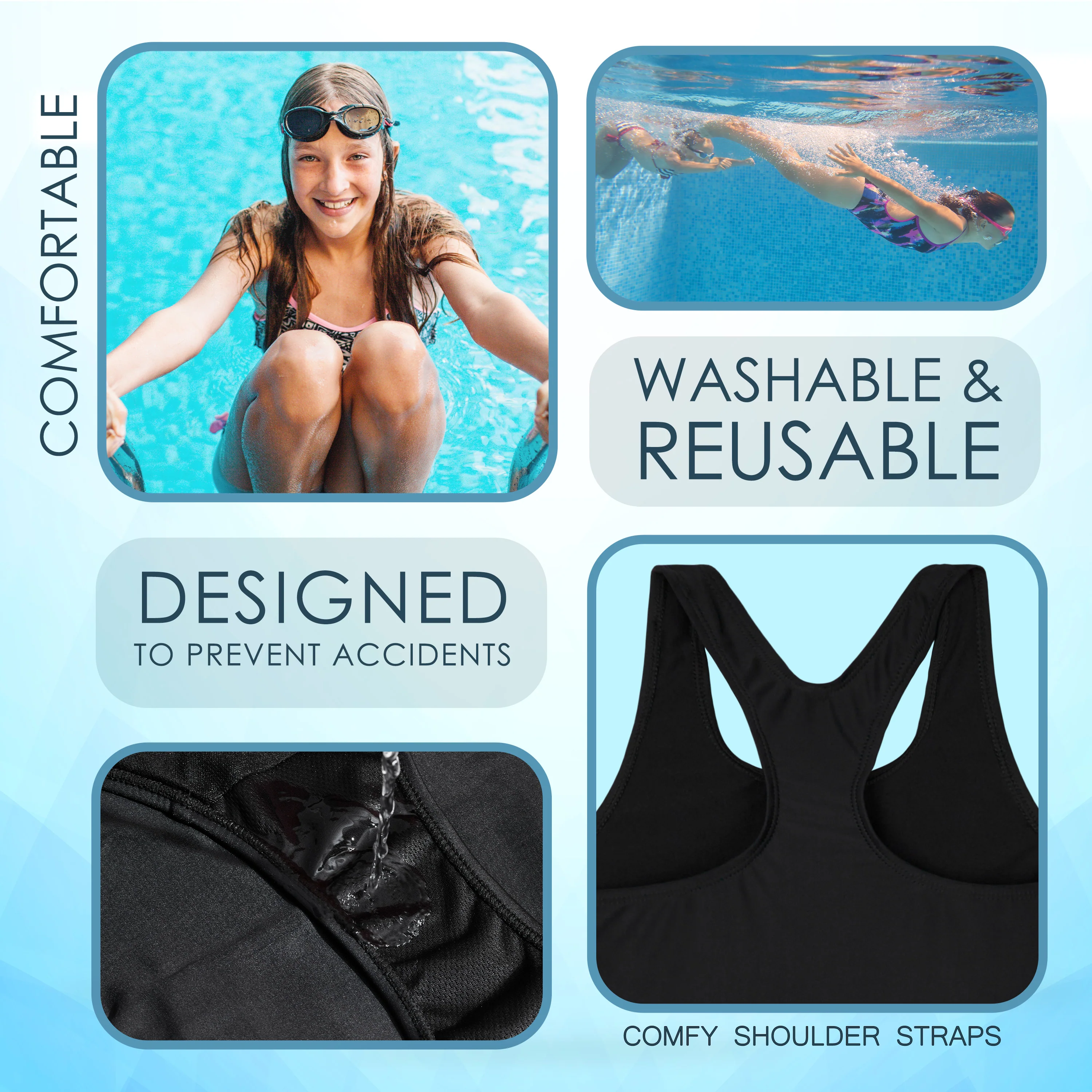 CityComfort Girls One Piece Period Swimwear Leakproof Absorbent UPF50 Swimsuit - Image 5