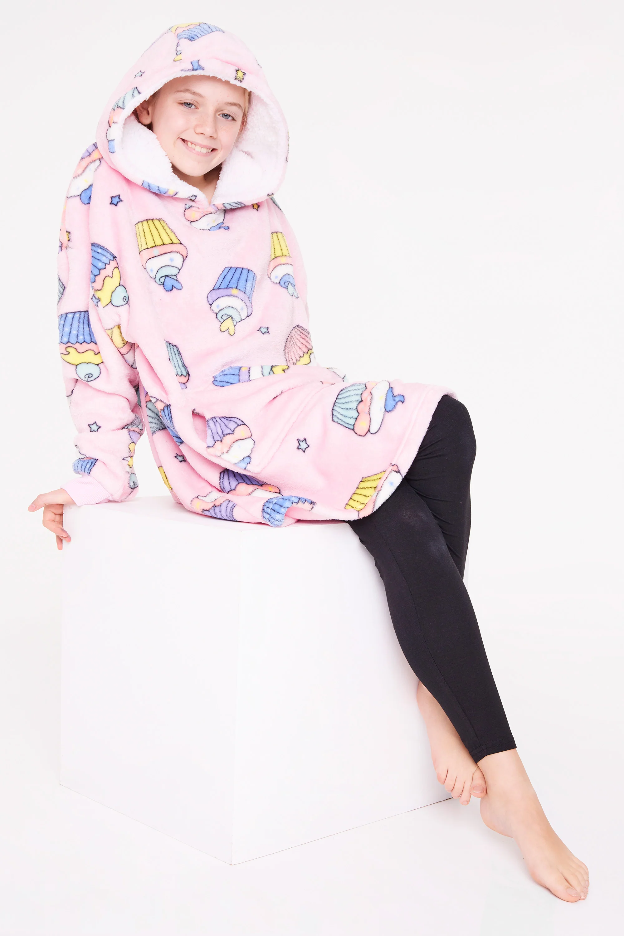 CityComfort Girls Oversized Blanket Hoodie Kids - Cupcake - Image 3