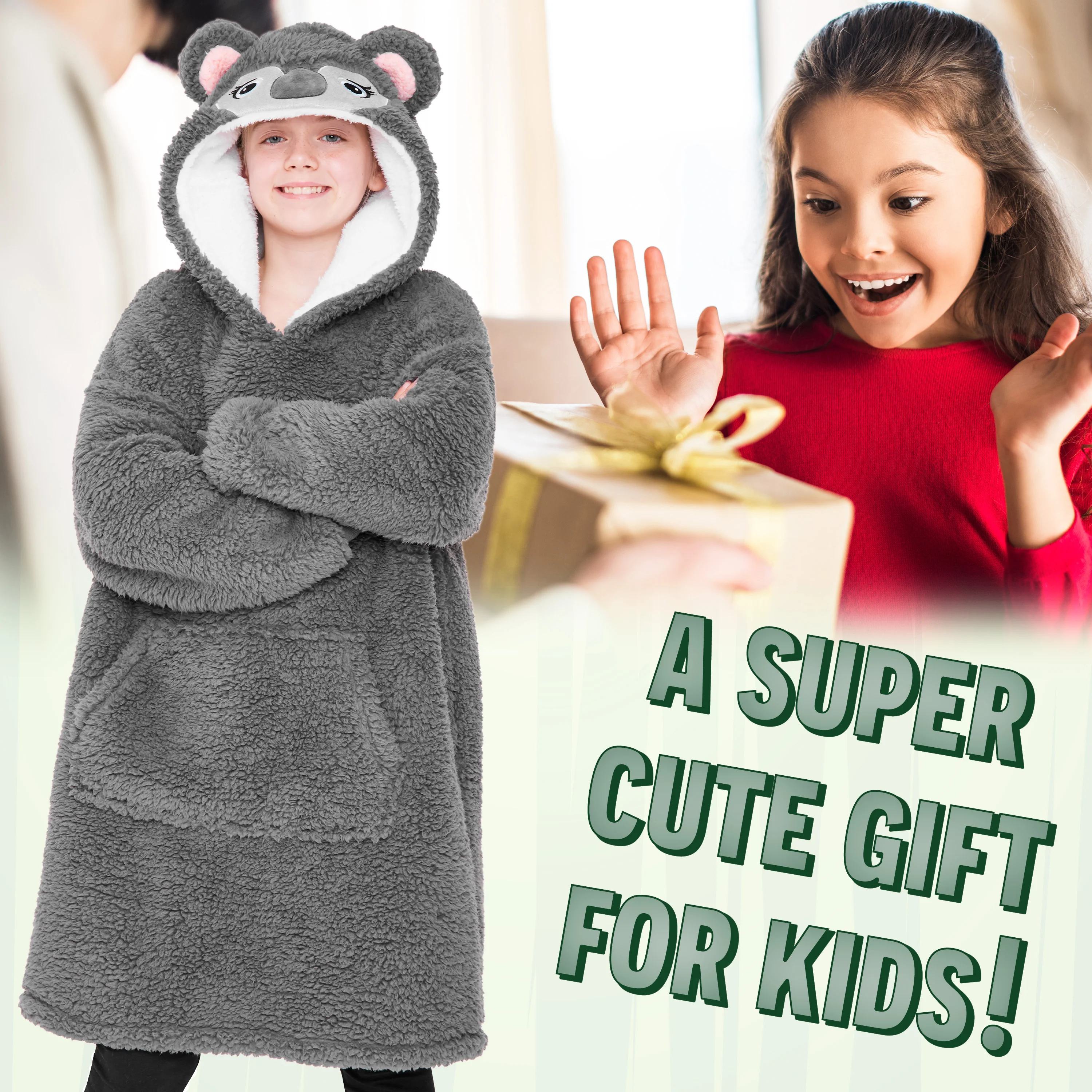 CityComfort Girls Oversized Blanket Hoodie Kids Fleece Fluffy Snuggle Hoodies - Image 2