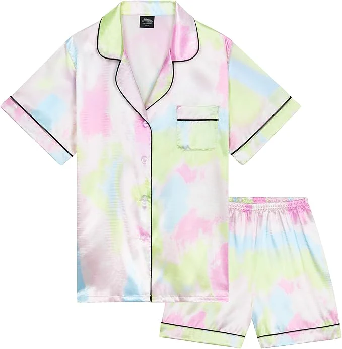 CityComfort Girls Pyjamas for Kids & Teenagers Summer Nightwear Sets Button Down Satin - Image 2
