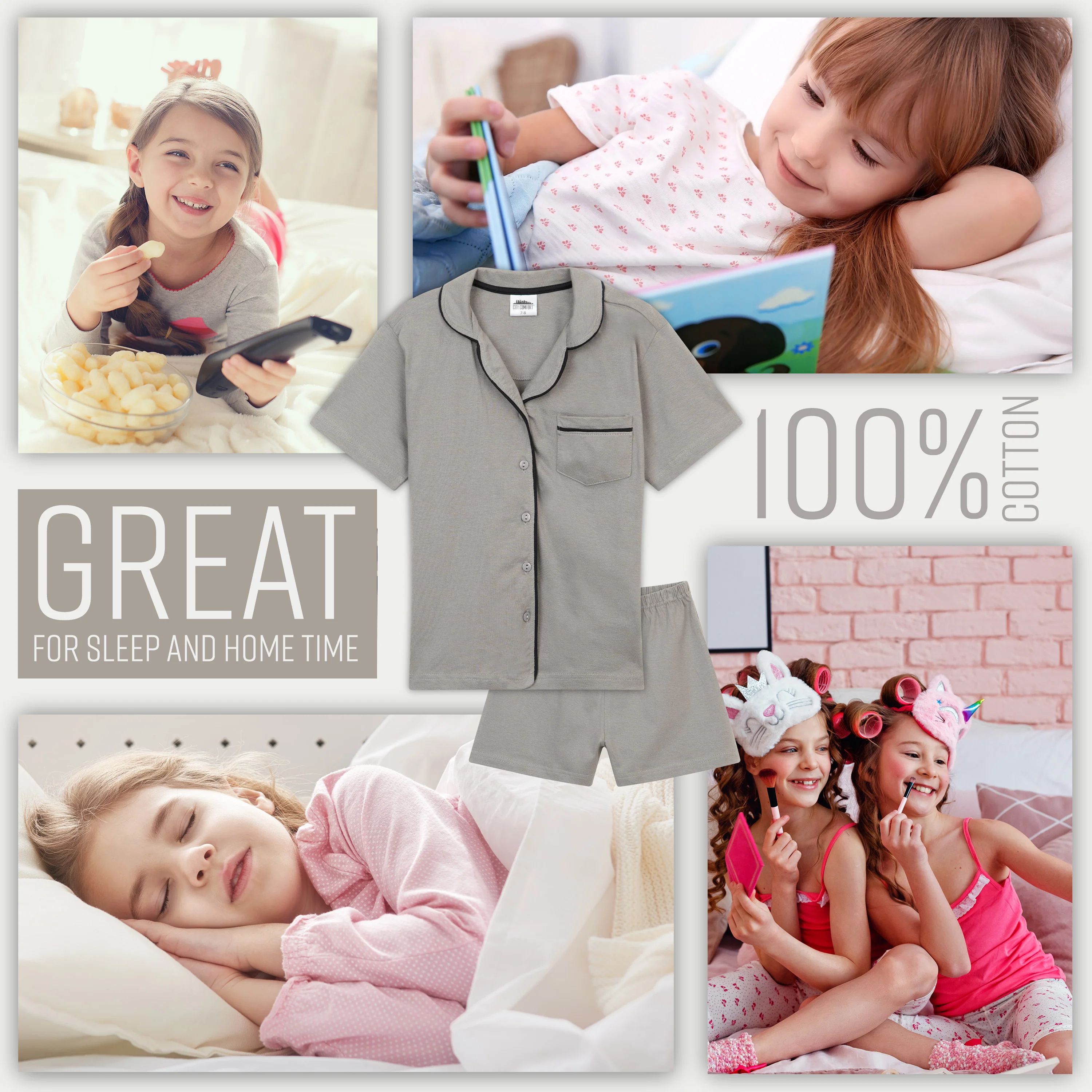 CityComfort Girls Pyjamas Summer Nightwear Sets Button Down Short Pyjamas for Kids - Image 10