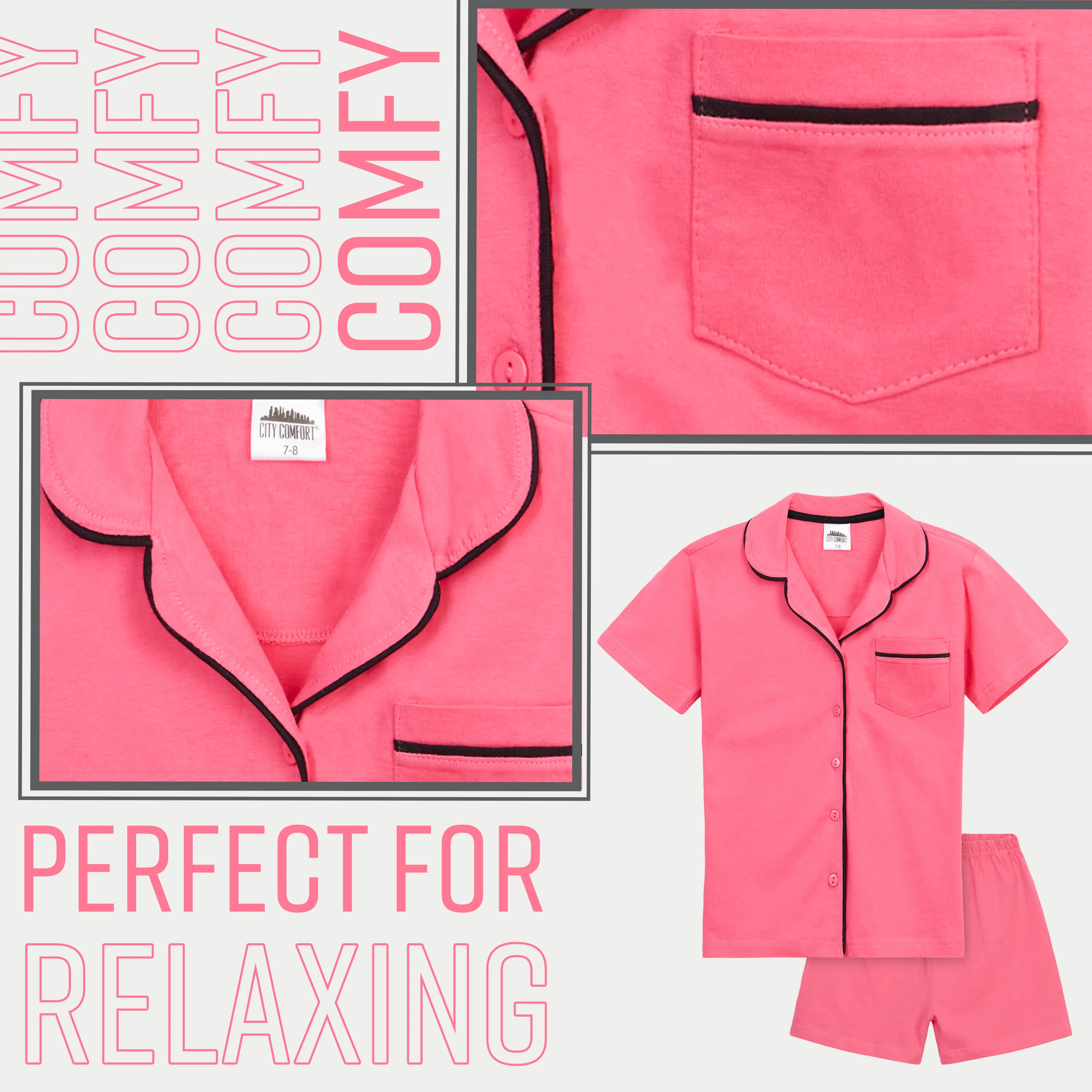 CityComfort Girls Pyjamas Summer Nightwear Sets Button Down Short Pyjamas for Kids - Image 6