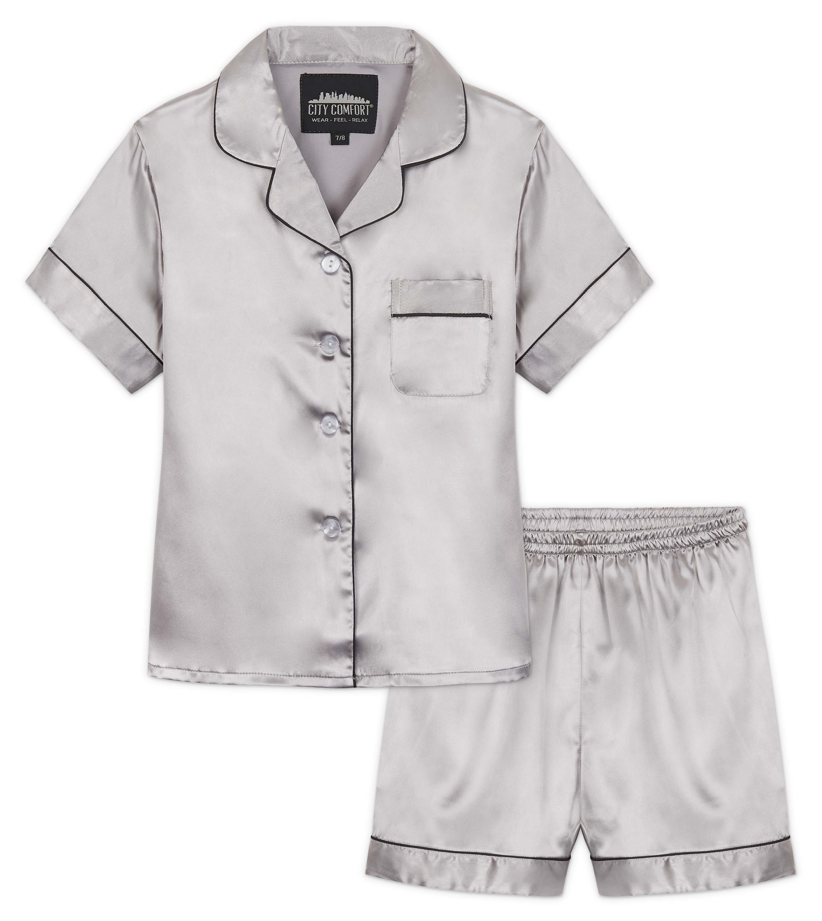 CityComfort Girls Short Pyjama Sets - Satin, Button Down 2 Piece Set - Image 22