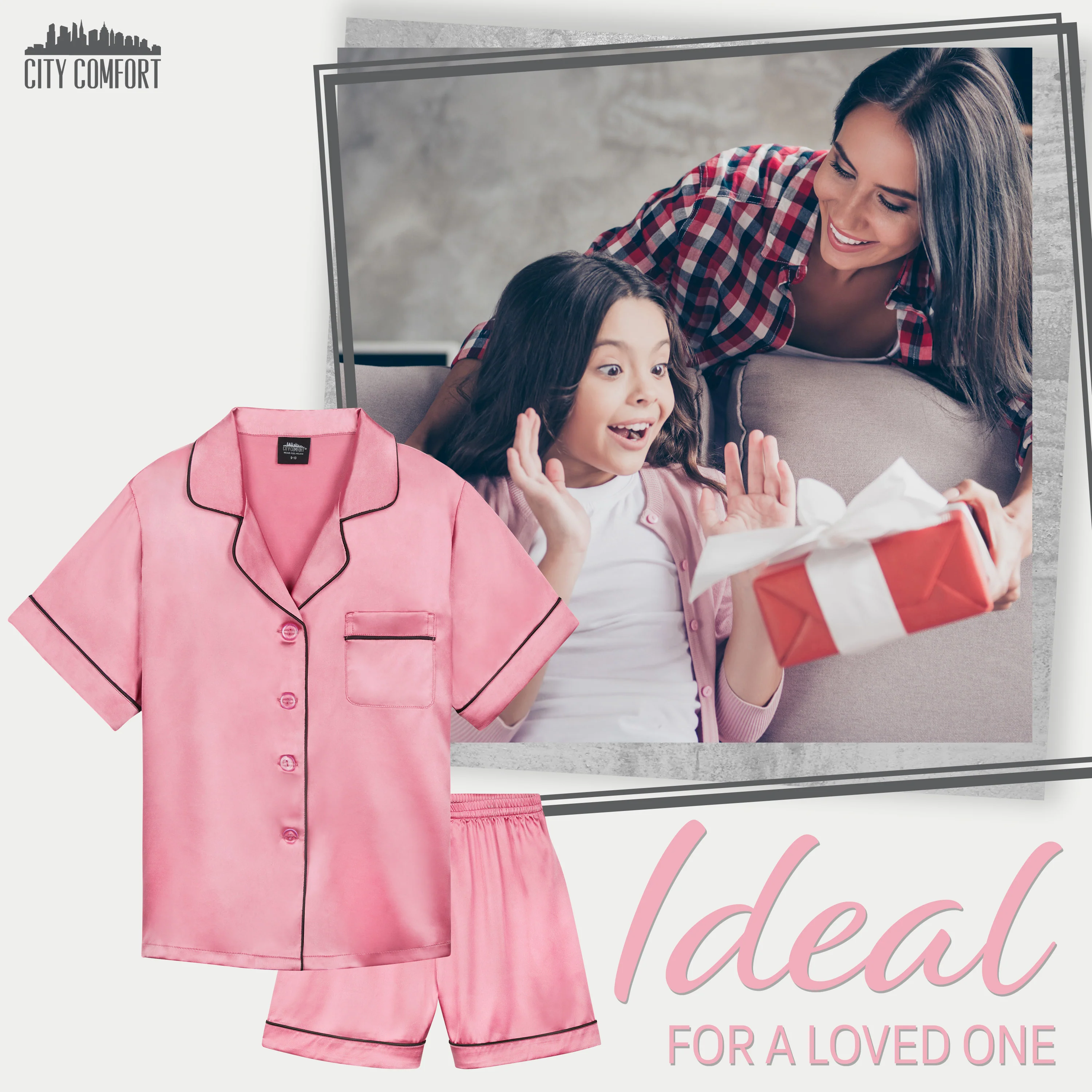 CityComfort Girls Short Pyjama Sets - Satin, Button Down 2 Piece Set - Image 38