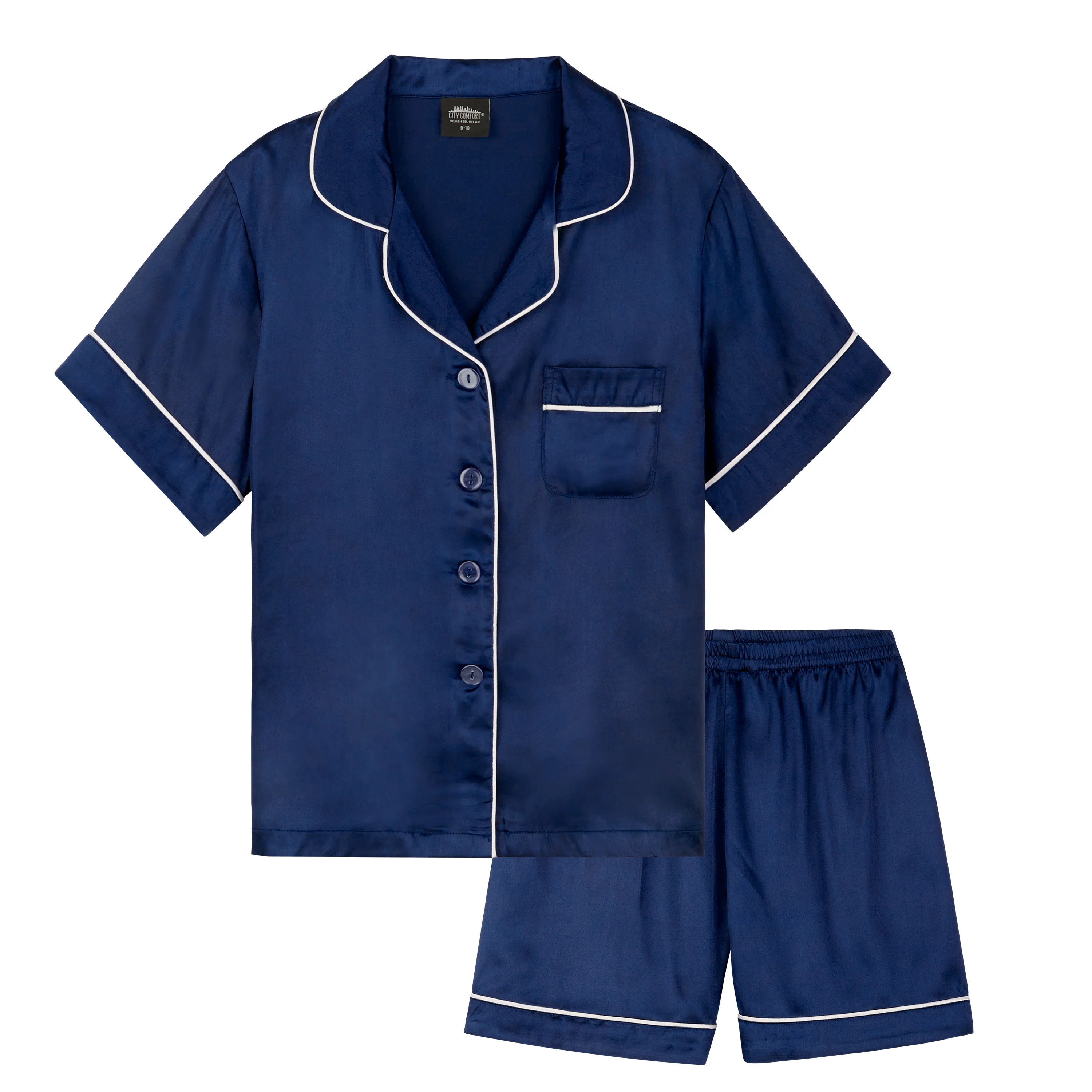 CityComfort Girls Short Pyjama Sets - Satin, Button Down 2 Piece Set - Image 41