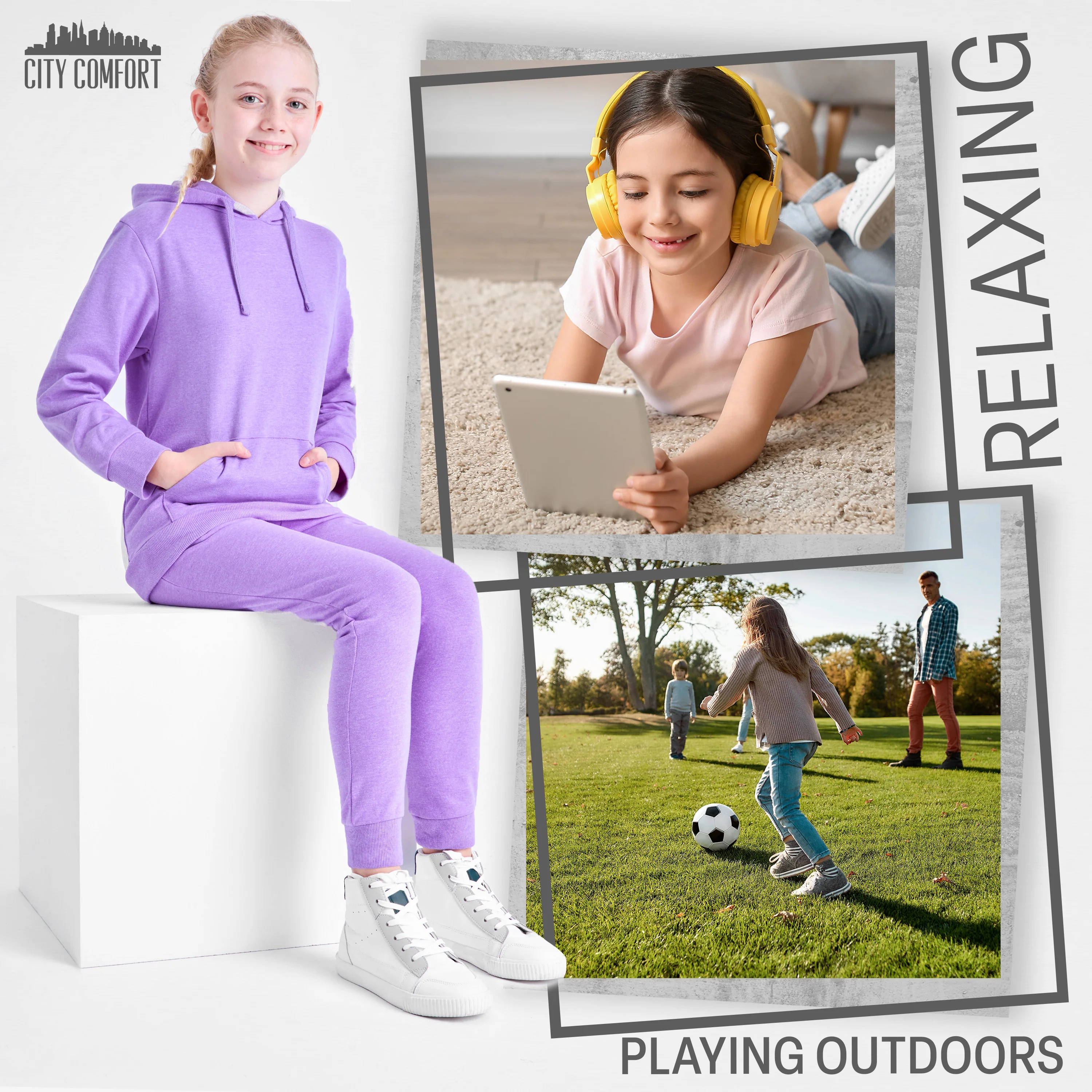 CityComfort Girls Tracksuit Set 2 Piece Jogging Bottoms and Hoodie Loungewear - Image 24