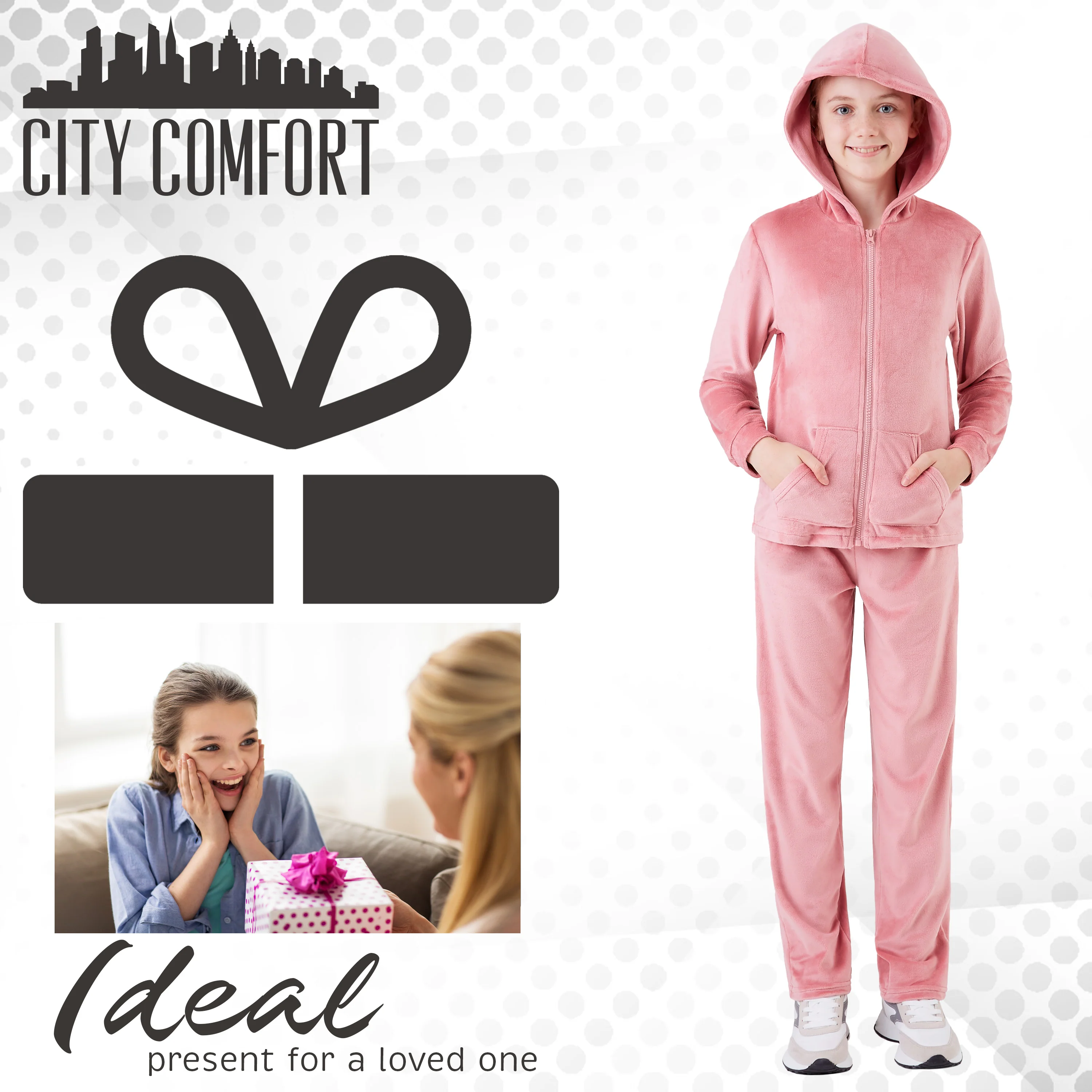 CityComfort Girls Tracksuit Set, 2 Piece Velour Hoodie and Tracksuit Bottoms Lounge Set - Image 10