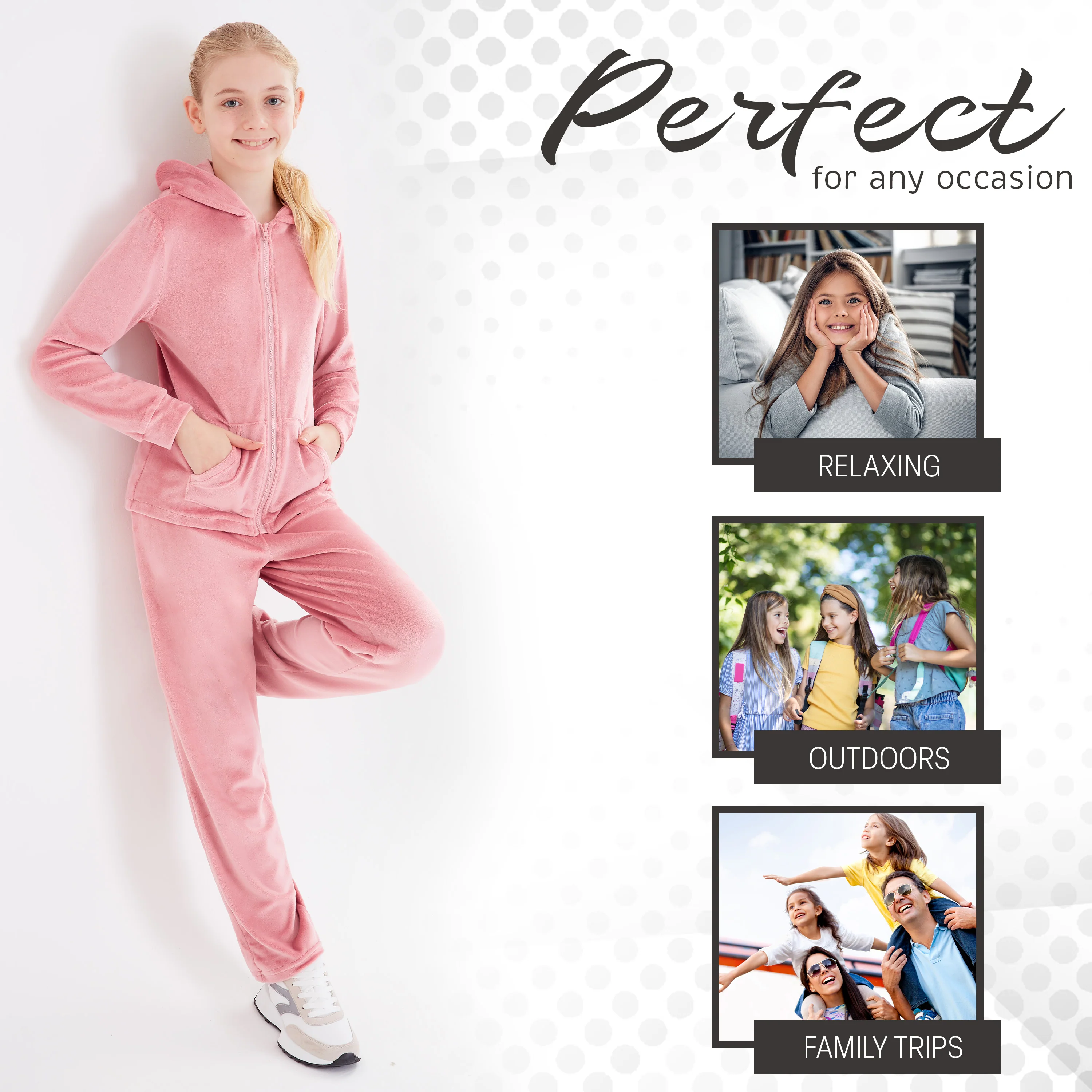 CityComfort Girls Tracksuit Set, 2 Piece Velour Hoodie and Tracksuit Bottoms Lounge Set - Image 11