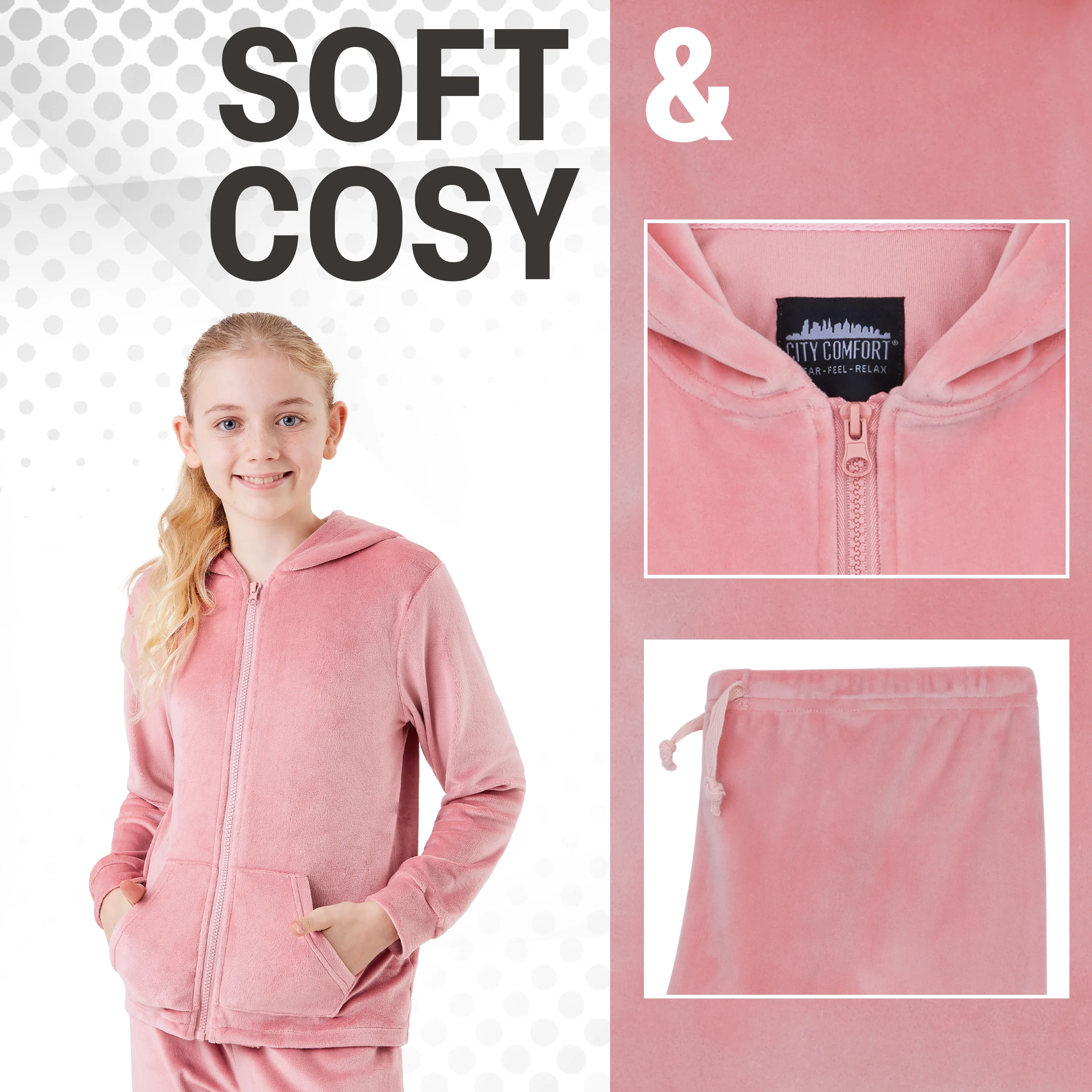 CityComfort Girls Tracksuit Set, 2 Piece Velour Hoodie and Tracksuit Bottoms Lounge Set - Image 12