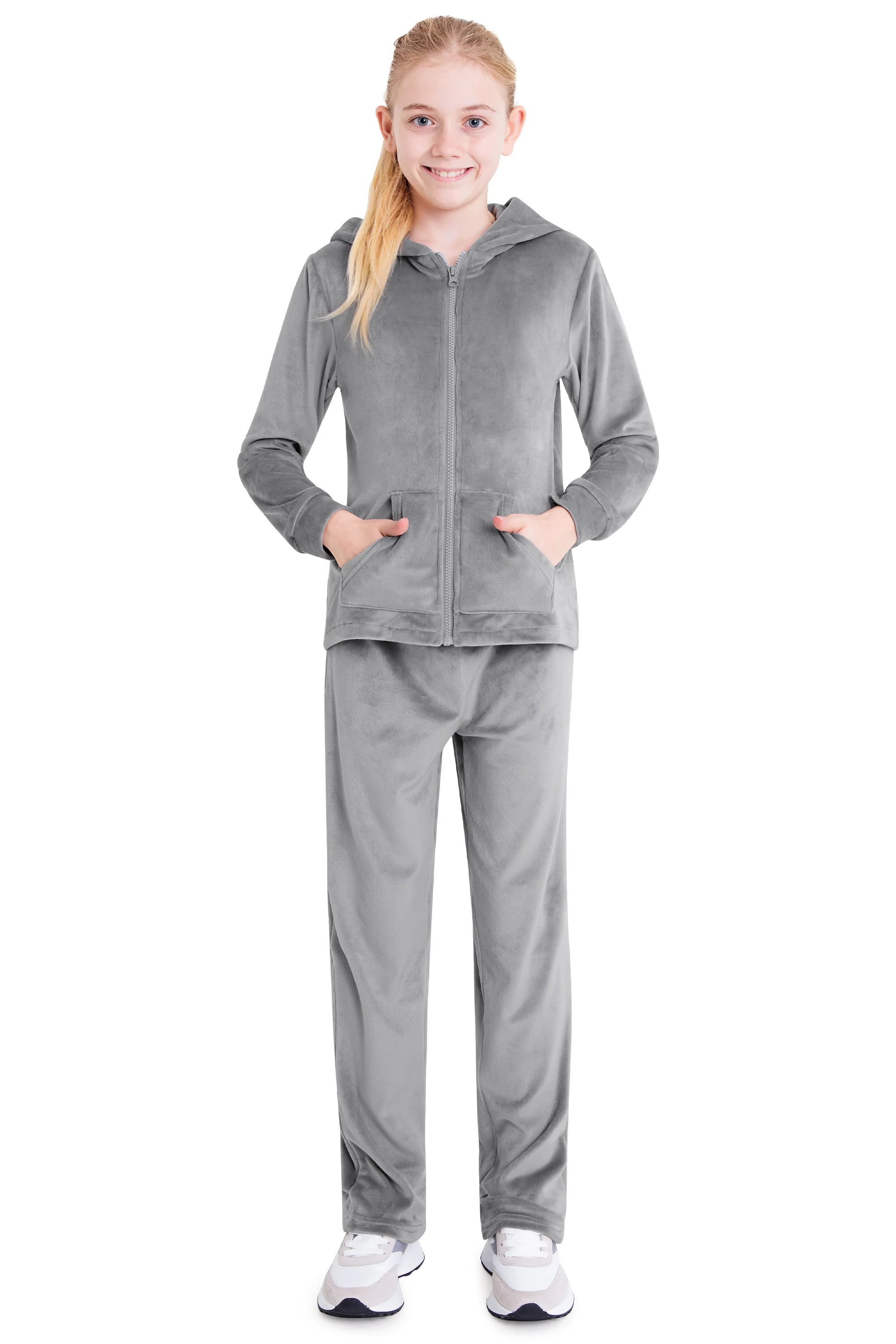 CityComfort Girls Tracksuit Set, 2 Piece Velour Hoodie and Tracksuit Bottoms Lounge Set - Image 14