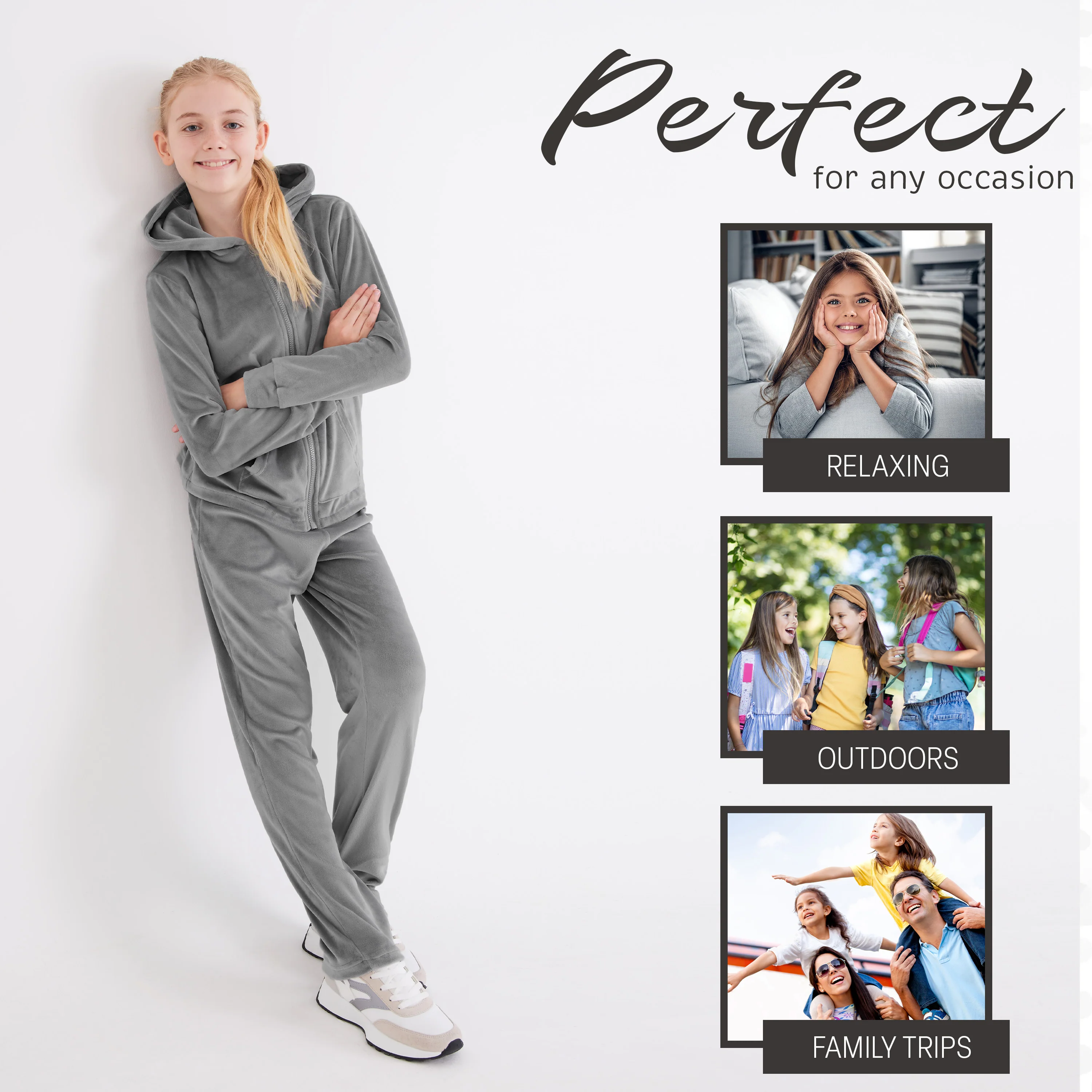 CityComfort Girls Tracksuit Set, 2 Piece Velour Hoodie and Tracksuit Bottoms Lounge Set - Image 17