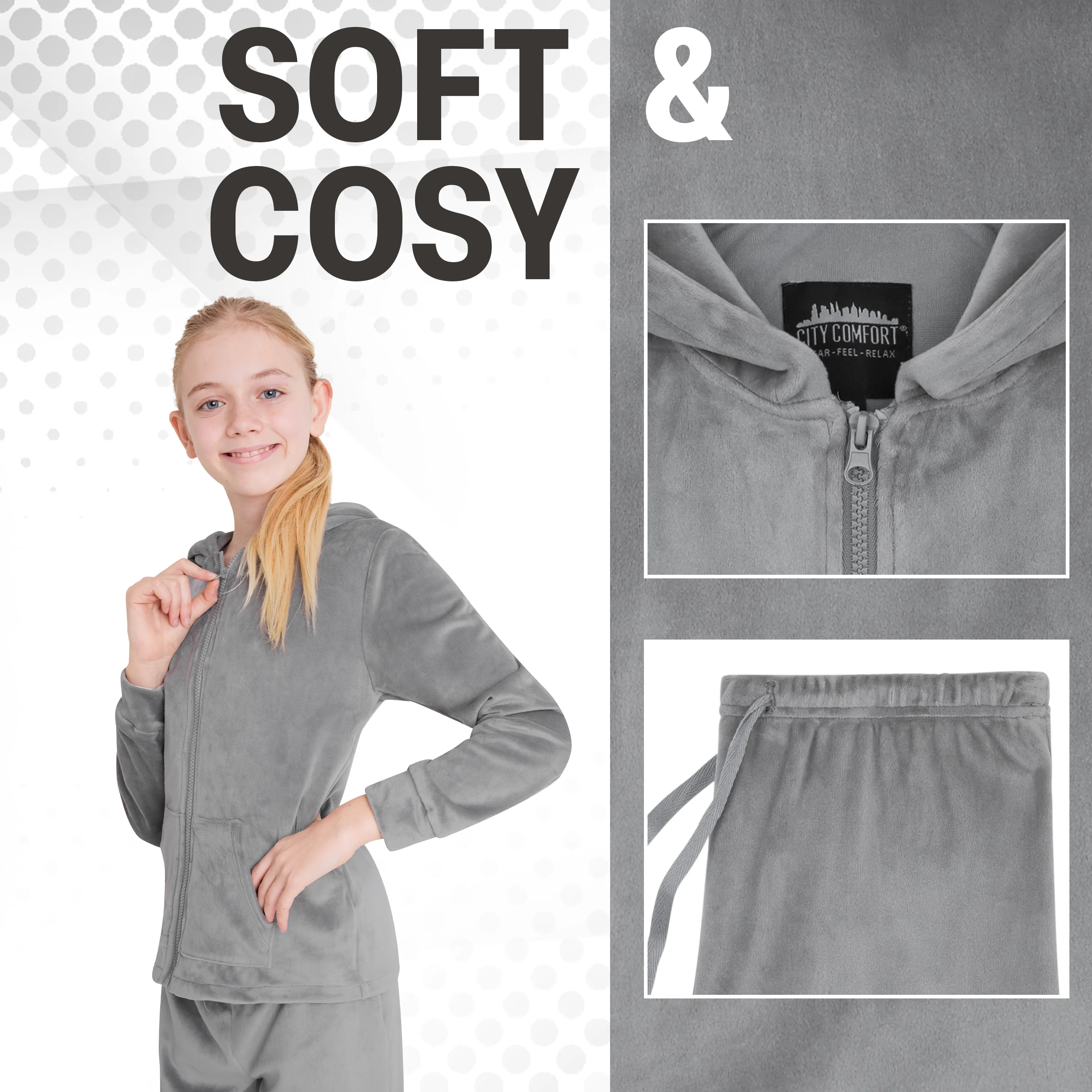 CityComfort Girls Tracksuit Set, 2 Piece Velour Hoodie and Tracksuit Bottoms Lounge Set - Image 18