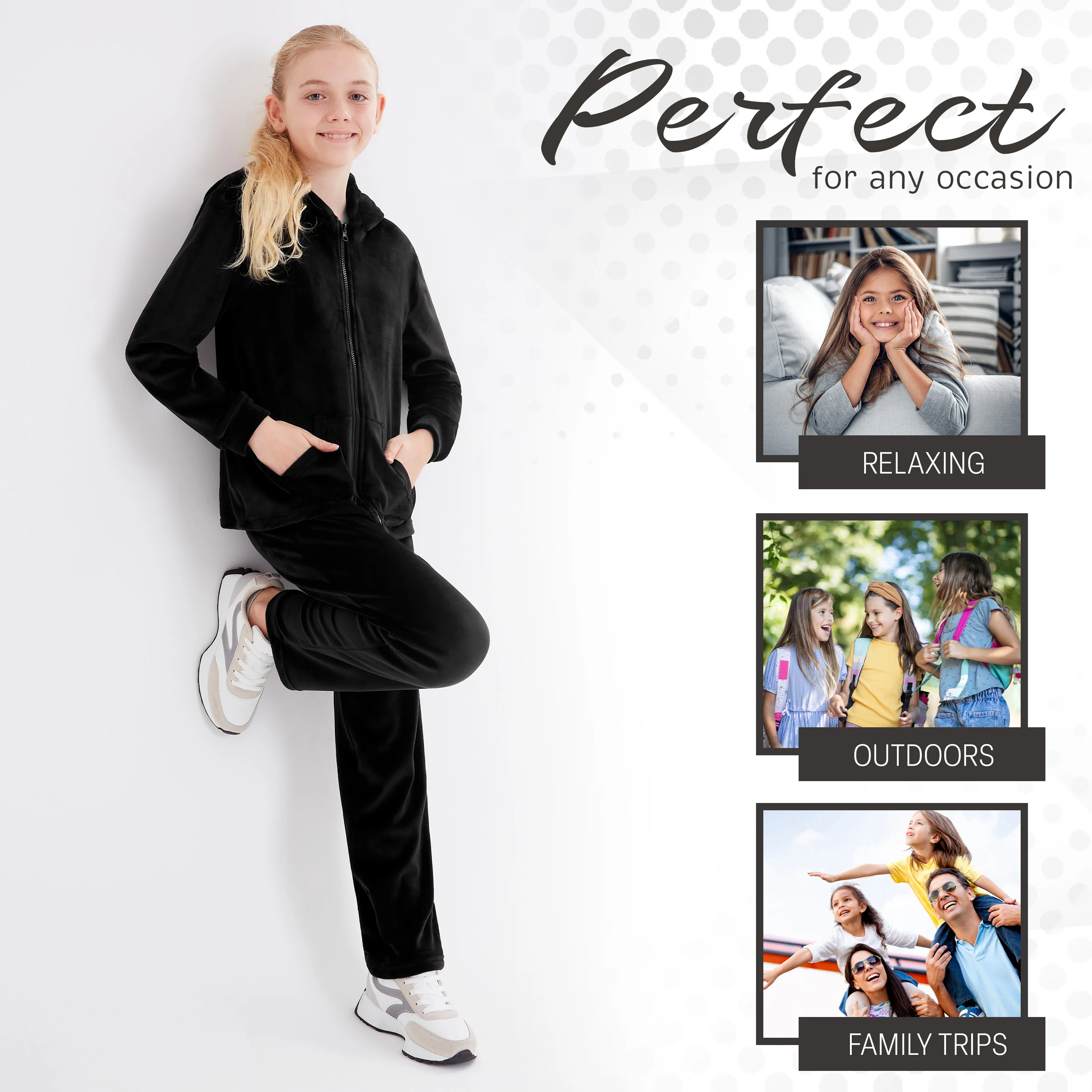 CityComfort Girls Tracksuit Set, 2 Piece Velour Hoodie and Tracksuit Bottoms Lounge Set - Image 5