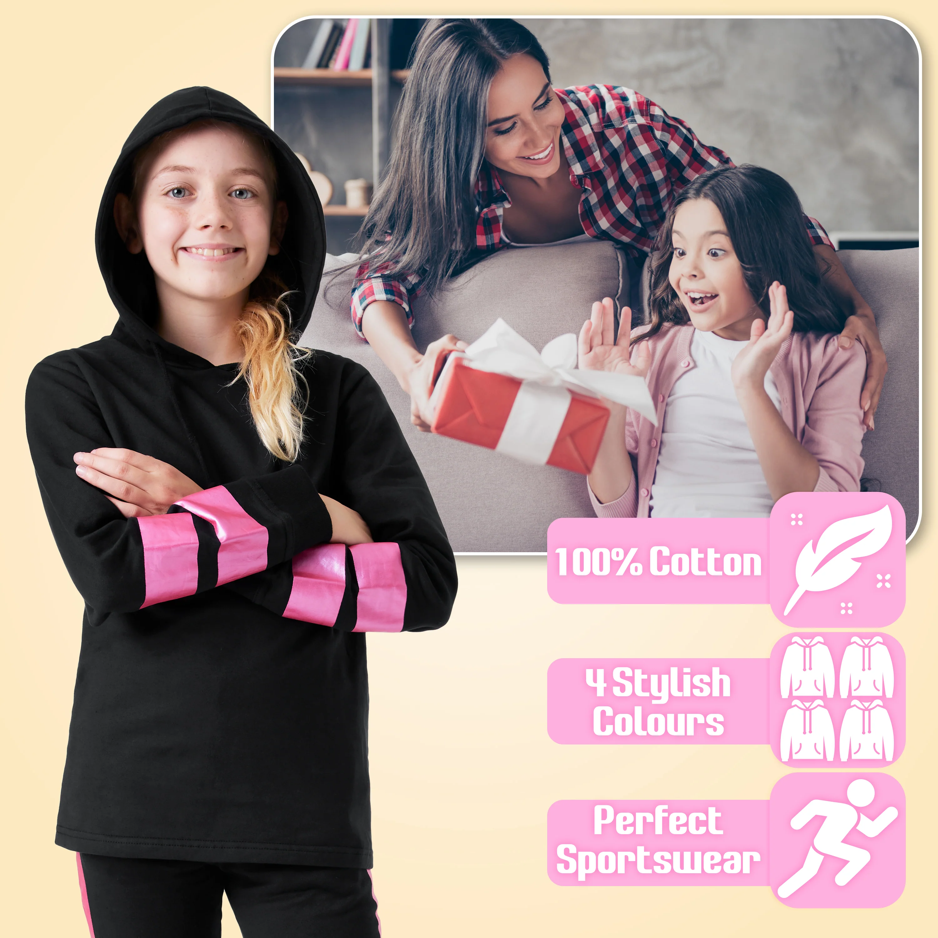 CityComfort Girls Tracksuit Set -HotPink- Tracksuit for Girls - Image 3