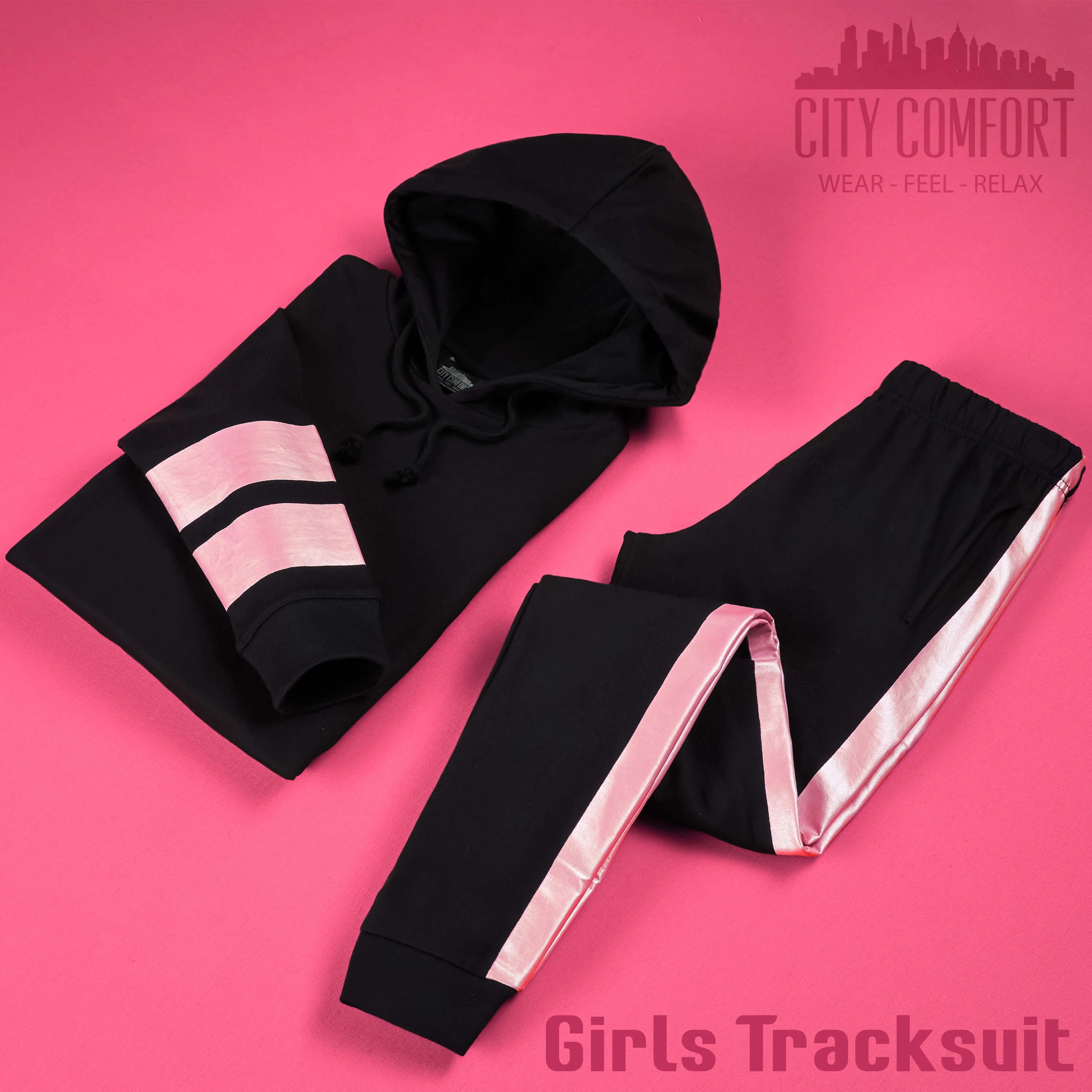 CityComfort Girls Tracksuit Set - RoseGold- Tracksuit for Girls - Image 2