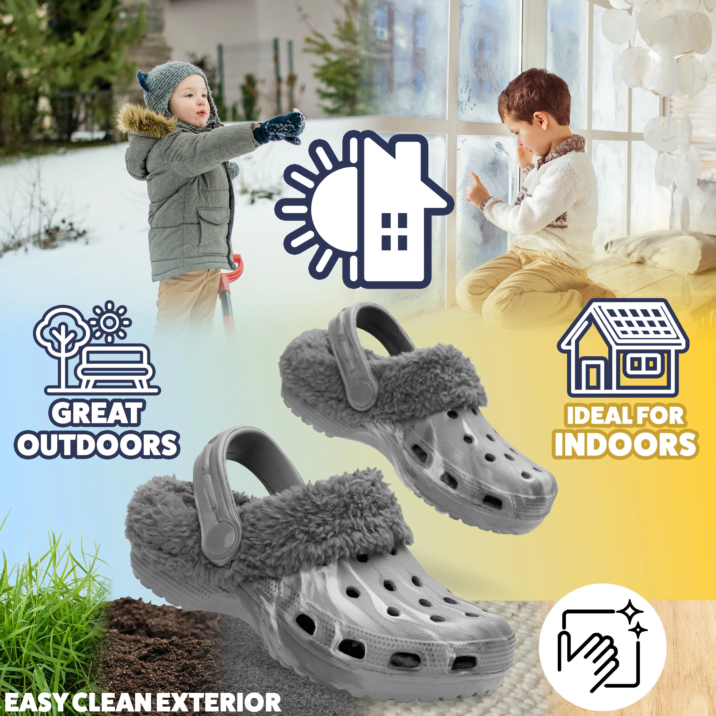 CityComfort Girls Winter Clogs Fleece Lining & Removable Charms, Kids Teens Garden Shoes Slip On with Strap - Image 11
