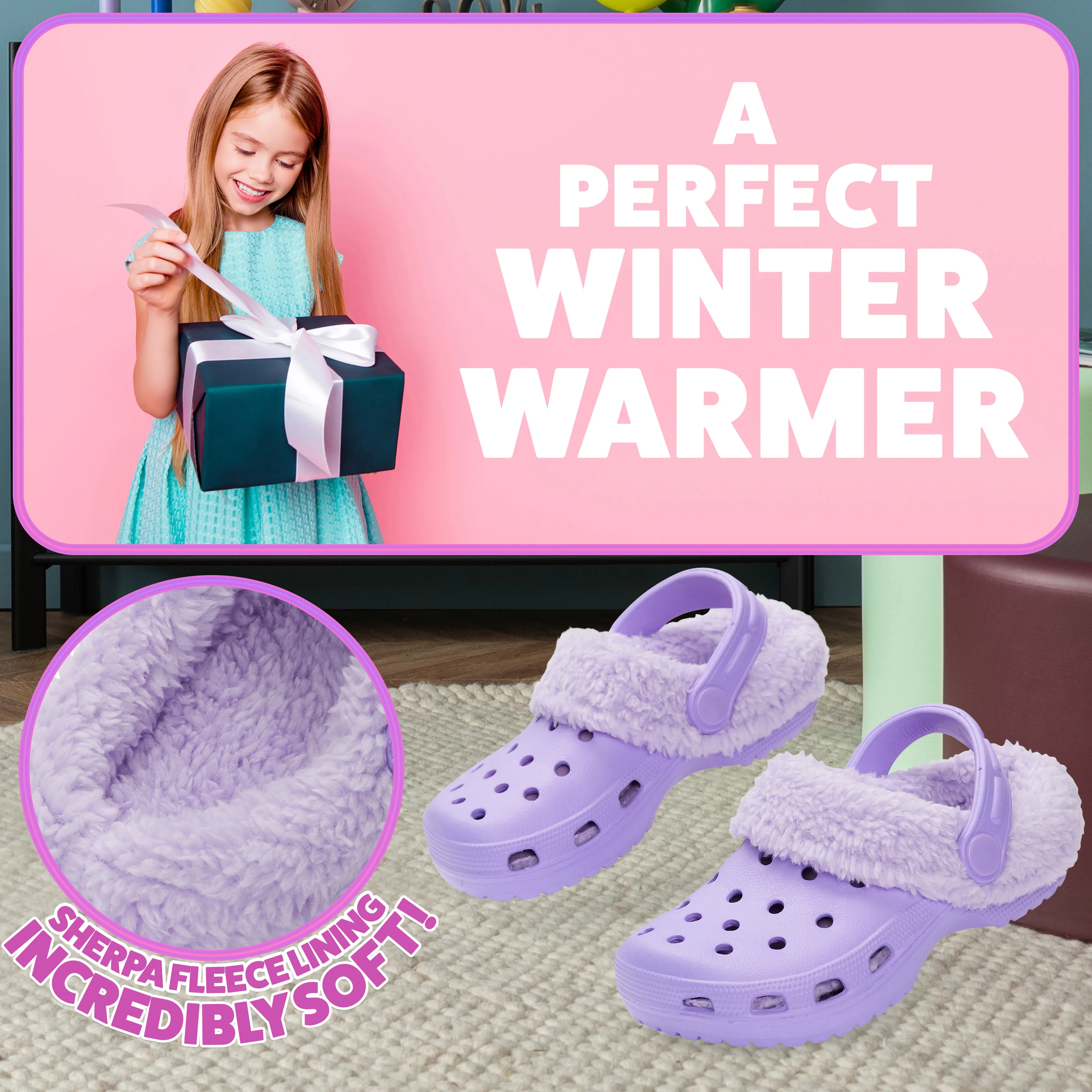 CityComfort Girls Winter Clogs Fleece Lining & Removable Charms, Kids Teens Garden Shoes Slip On with Strap - Image 20