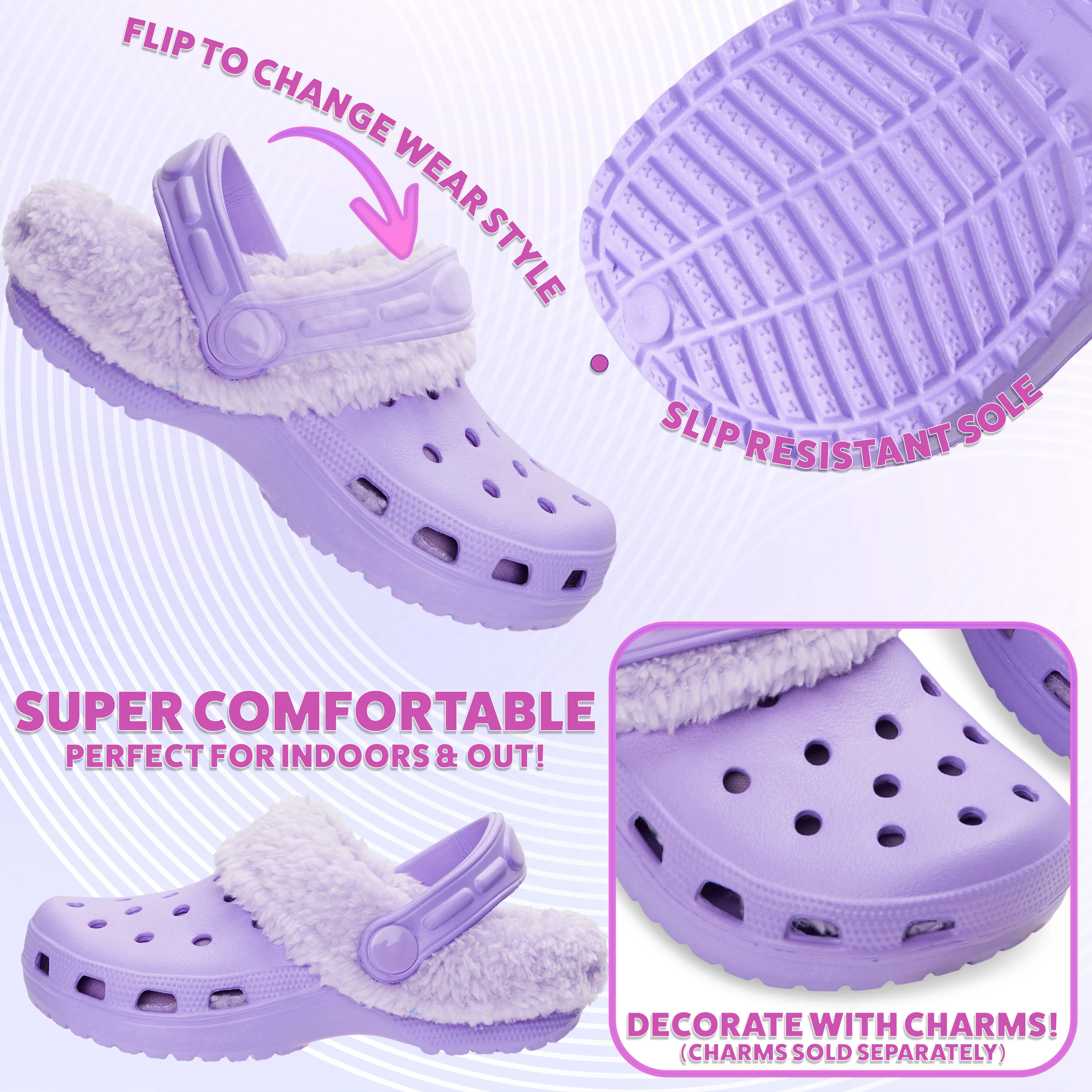 CityComfort Girls Winter Clogs Fleece Lining & Removable Charms, Kids Teens Garden Shoes Slip On with Strap - Image 21