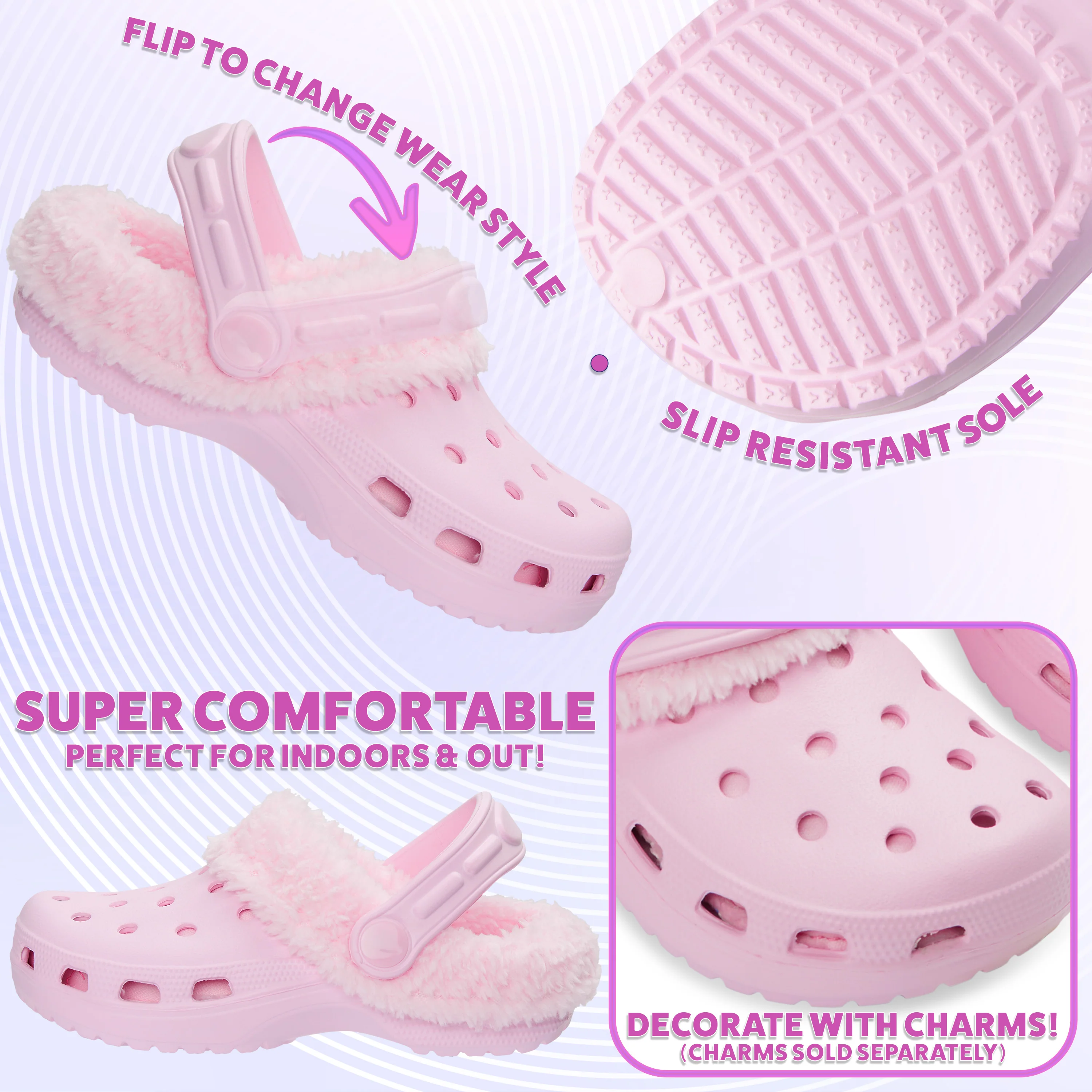 CityComfort Girls Winter Clogs Fleece Lining & Removable Charms, Kids Teens Garden Shoes Slip On with Strap - Image 28