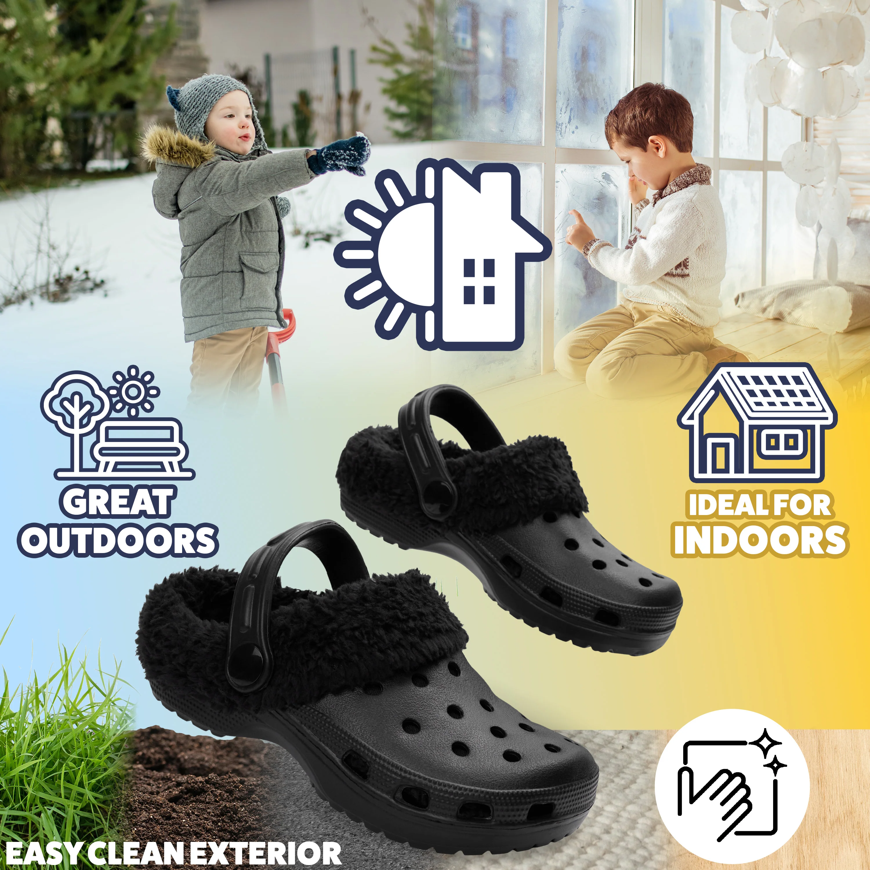 CityComfort Girls Winter Clogs Fleece Lining & Removable Charms, Kids Teens Garden Shoes Slip On with Strap - Image 40