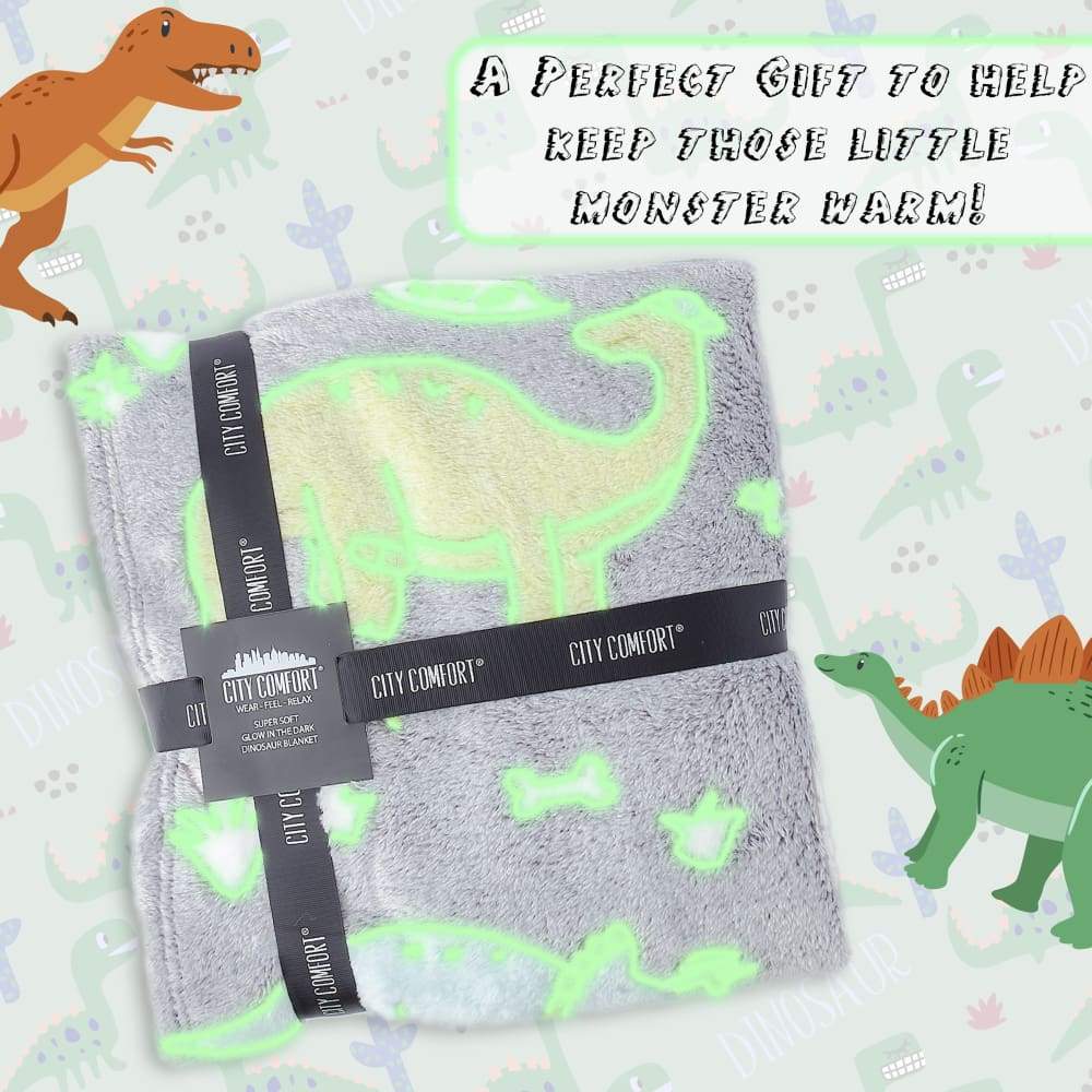 CityComfort Glow In The Dark Dinosaur Fleece Blankets For Boys Girls and Toddlers - Image 3