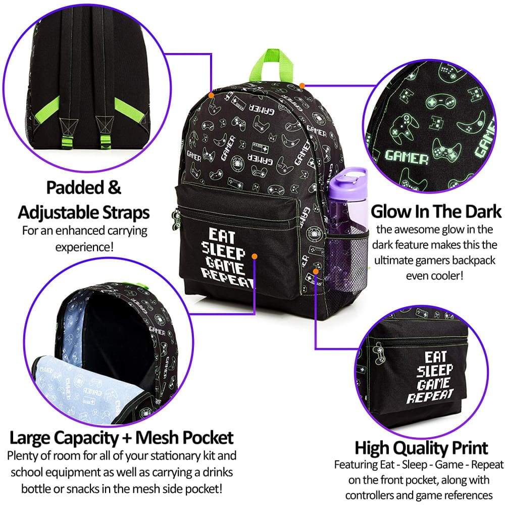 CityComfort Glow In The Dark Gamer Large Backpack for Boys, Teenagers (Black Gamer) - Image 5