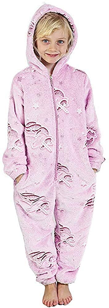 CityComfort Glow in The Dark Onesie Kids Girls Rainbow Unicorn Pyjamas