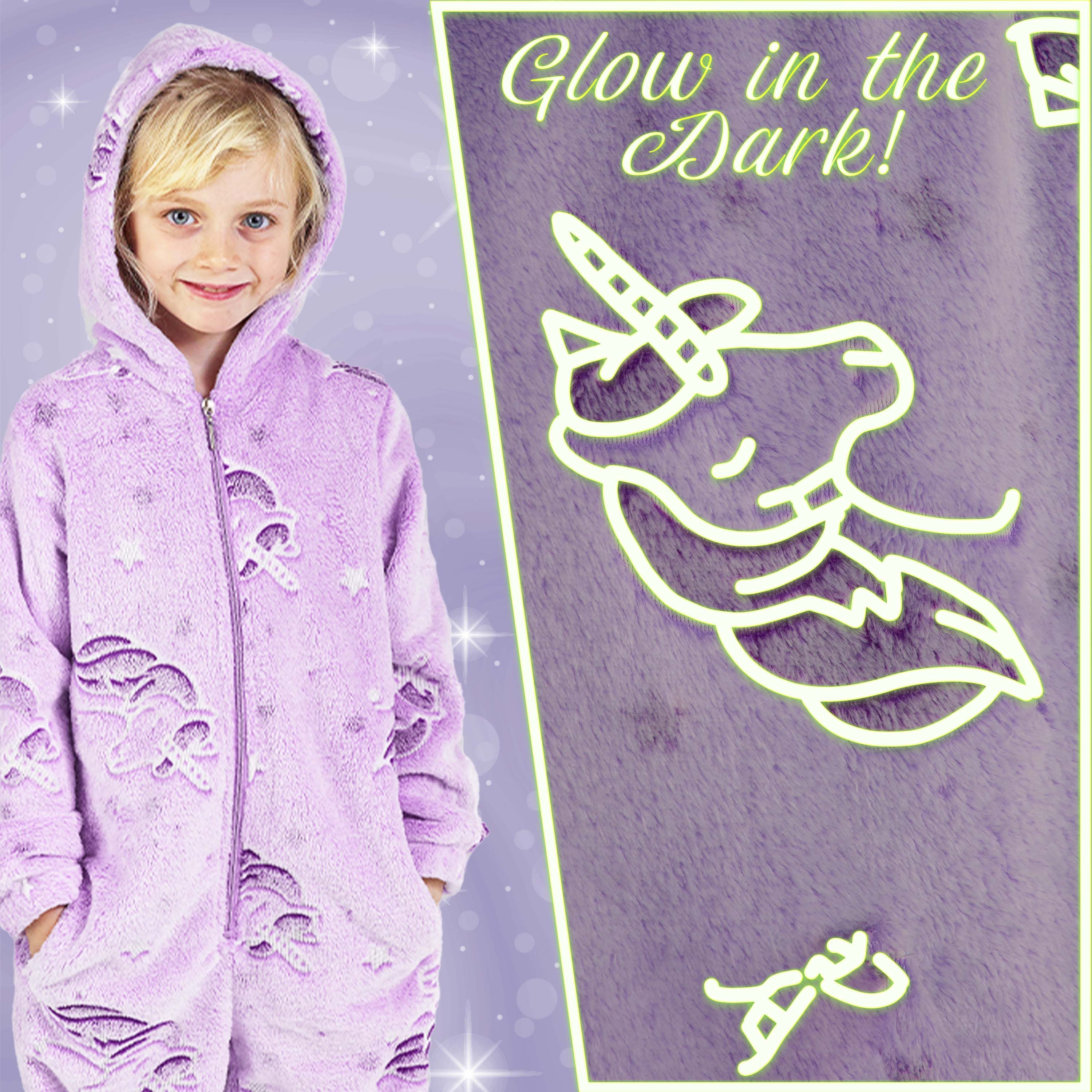 CityComfort Glow in The Dark Onesie Kids Onesies for Girls Rainbow Unicorn Pyjamas - Image 10