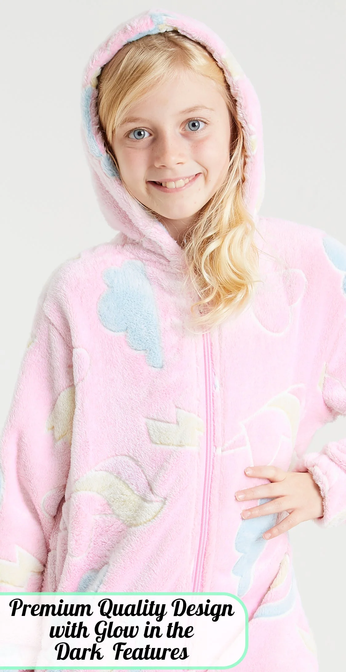 CityComfort Glow in The Dark Onesie Kids Onesies for Girls Rainbow Unicorn Pyjamas - Image 6