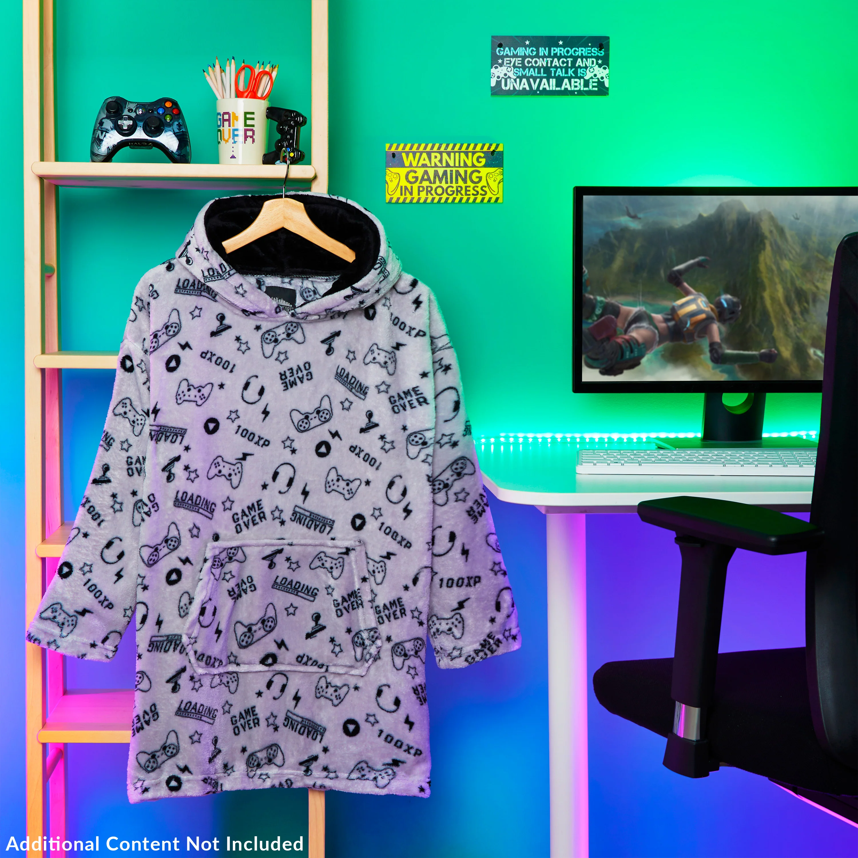 CityComfort Hoodie Blanket for Kids & Teenagers Fleece Wearable Blanket Warm Gamer Football Oversized Hoodie with Sherpa Hood Loungewear Gaming Gifts - Image 2