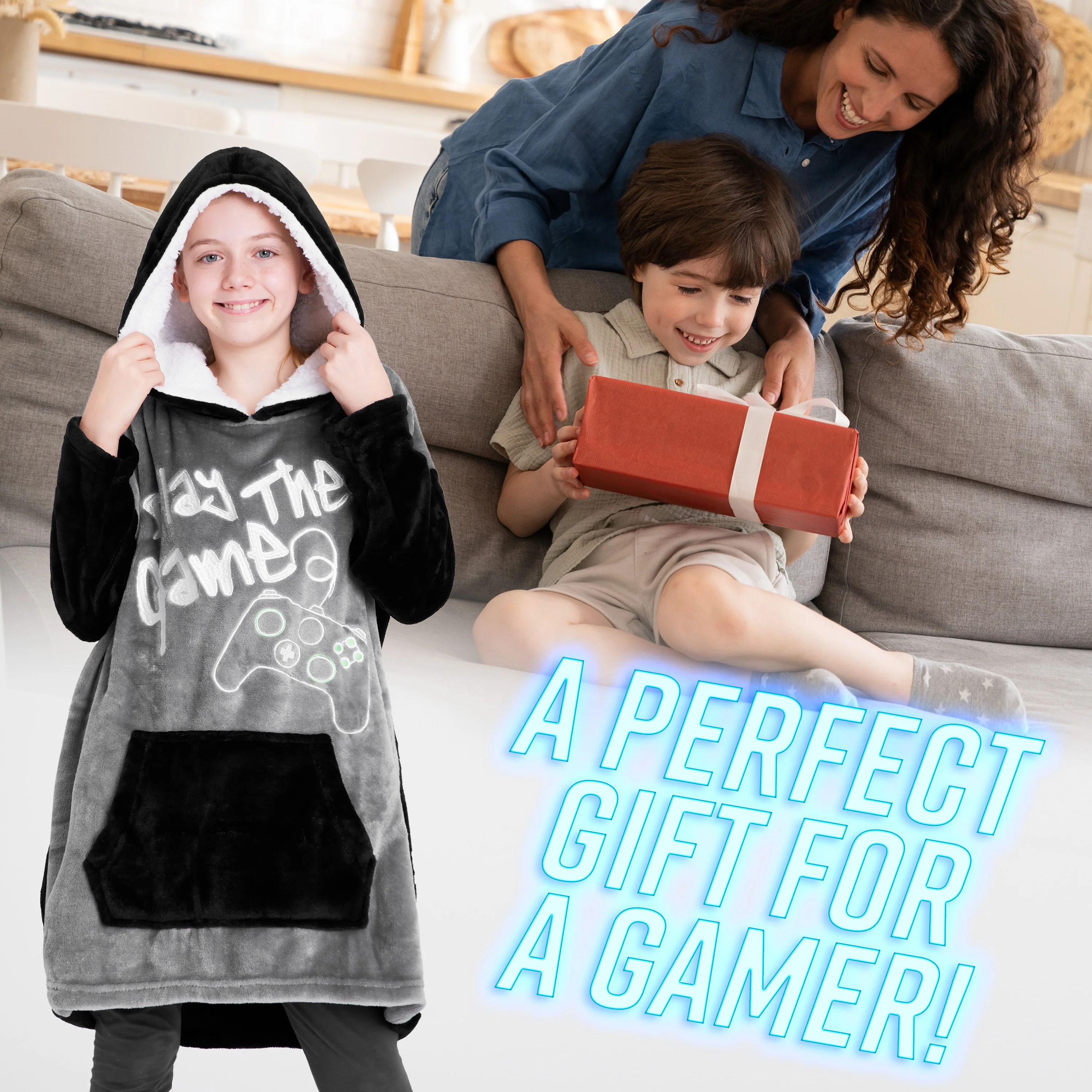 CityComfort Hoodie For Boys, Fleece Oversized Hoodie Blanket - Image 2