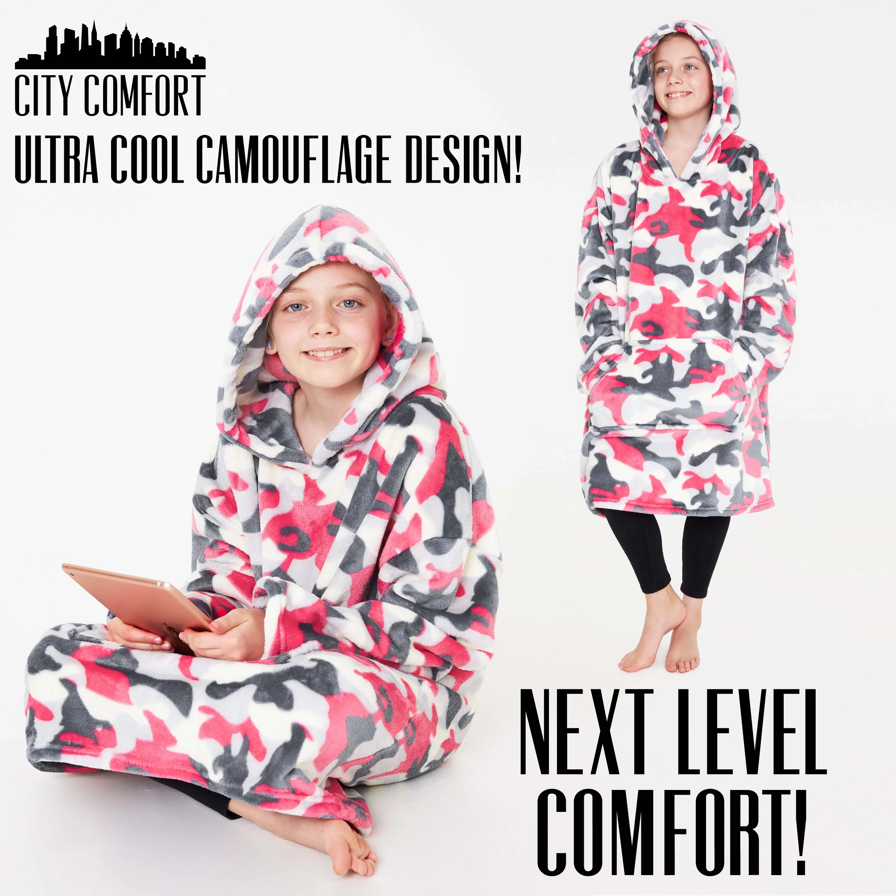 CityComfort Girls Oversized Blanket Hoodie Kids Fleece Fluffy Hoodies - Image 6