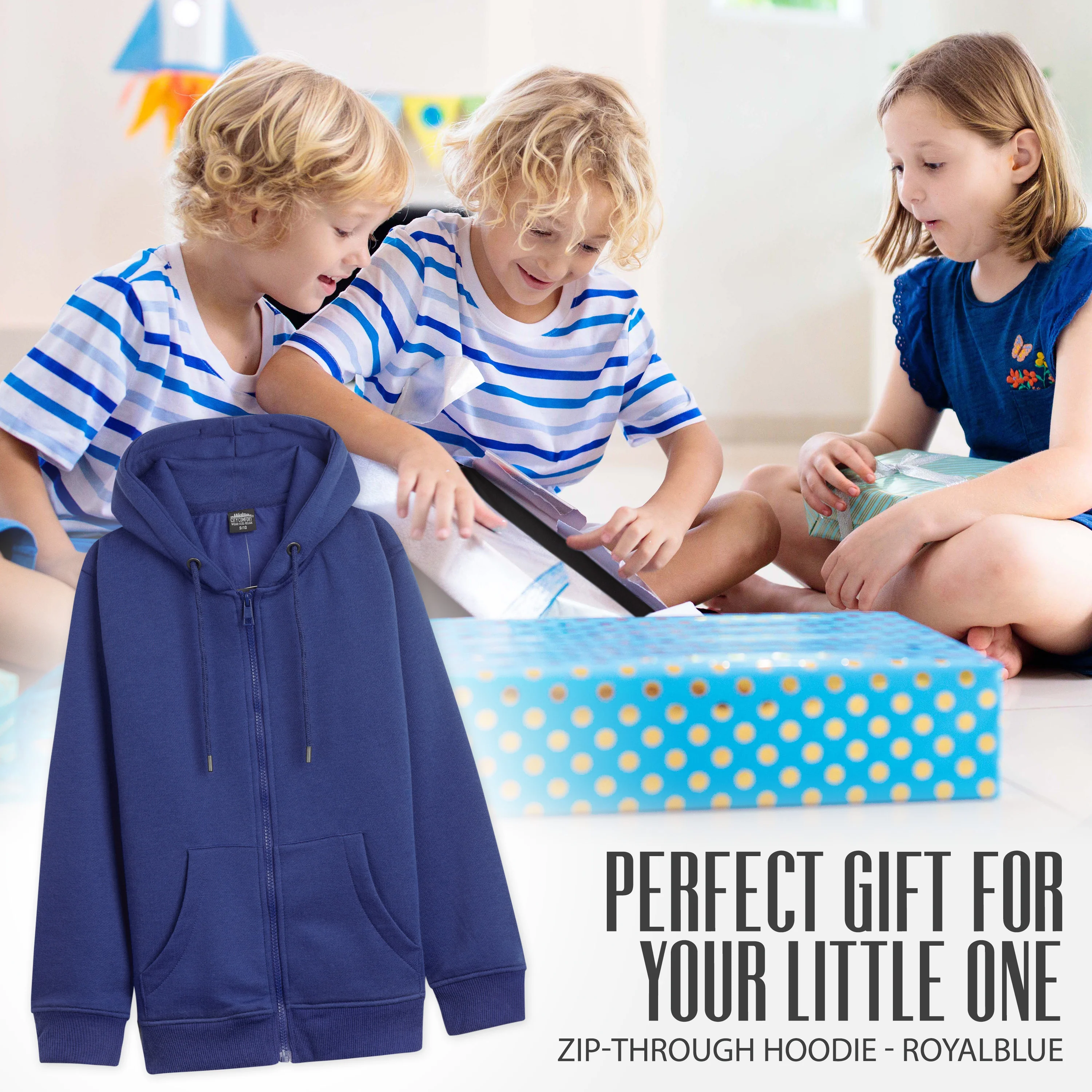 CityComfort Hoodies For Kids, CityComfort Plain Zip Up Hoodie - Image 10