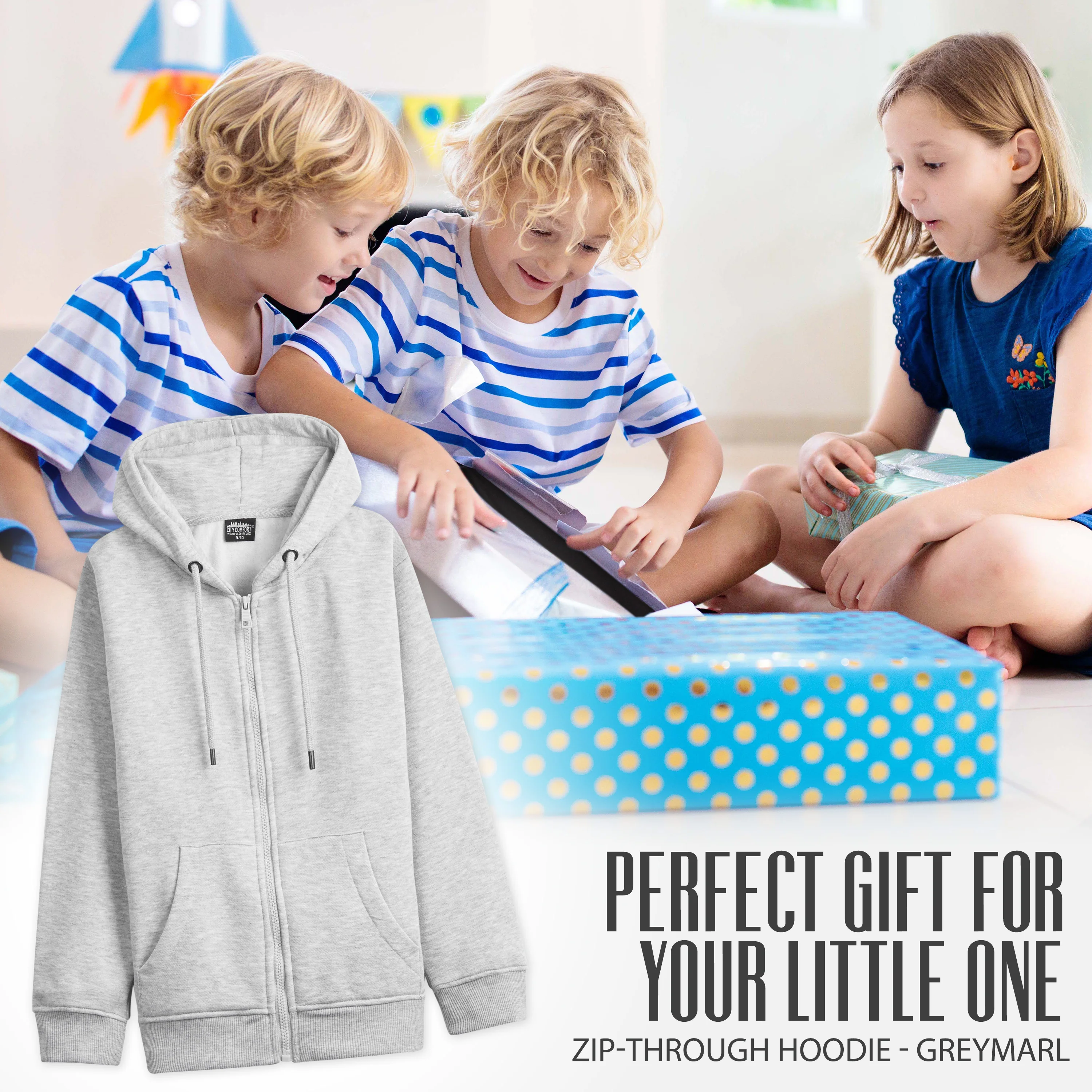 CityComfort Hoodies For Kids, CityComfort Plain Zip Up Hoodie - Image 17
