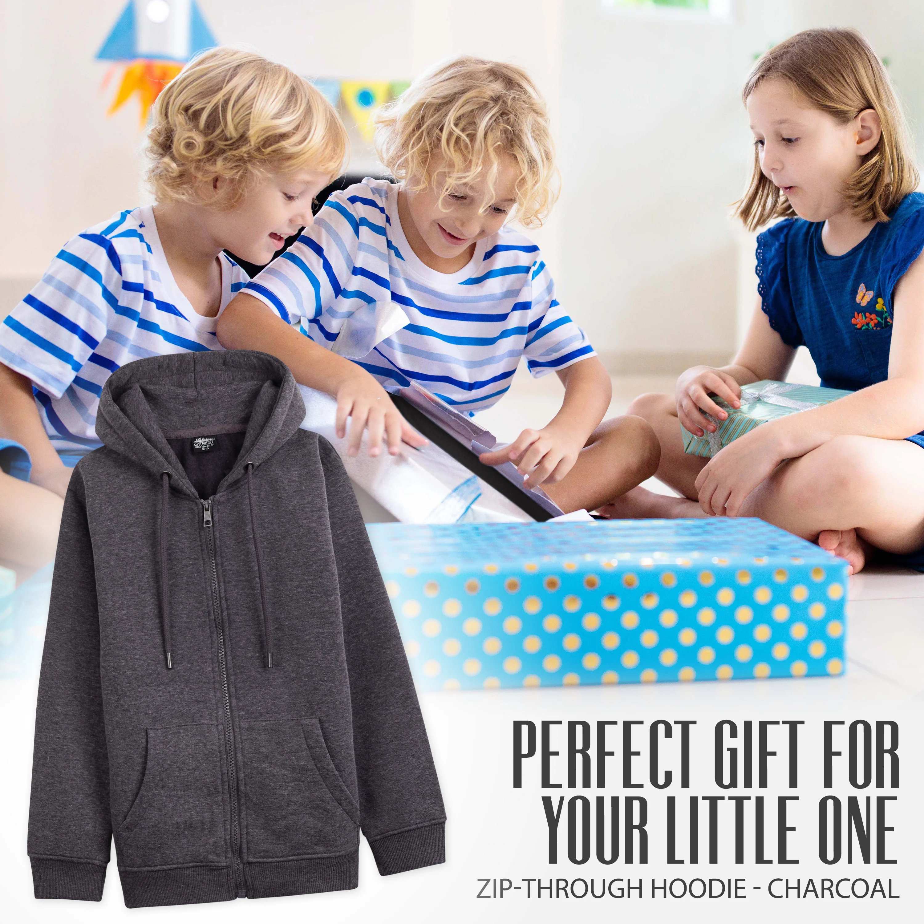 CityComfort Hoodies For Kids, CityComfort Plain Zip Up Hoodie - Image 31