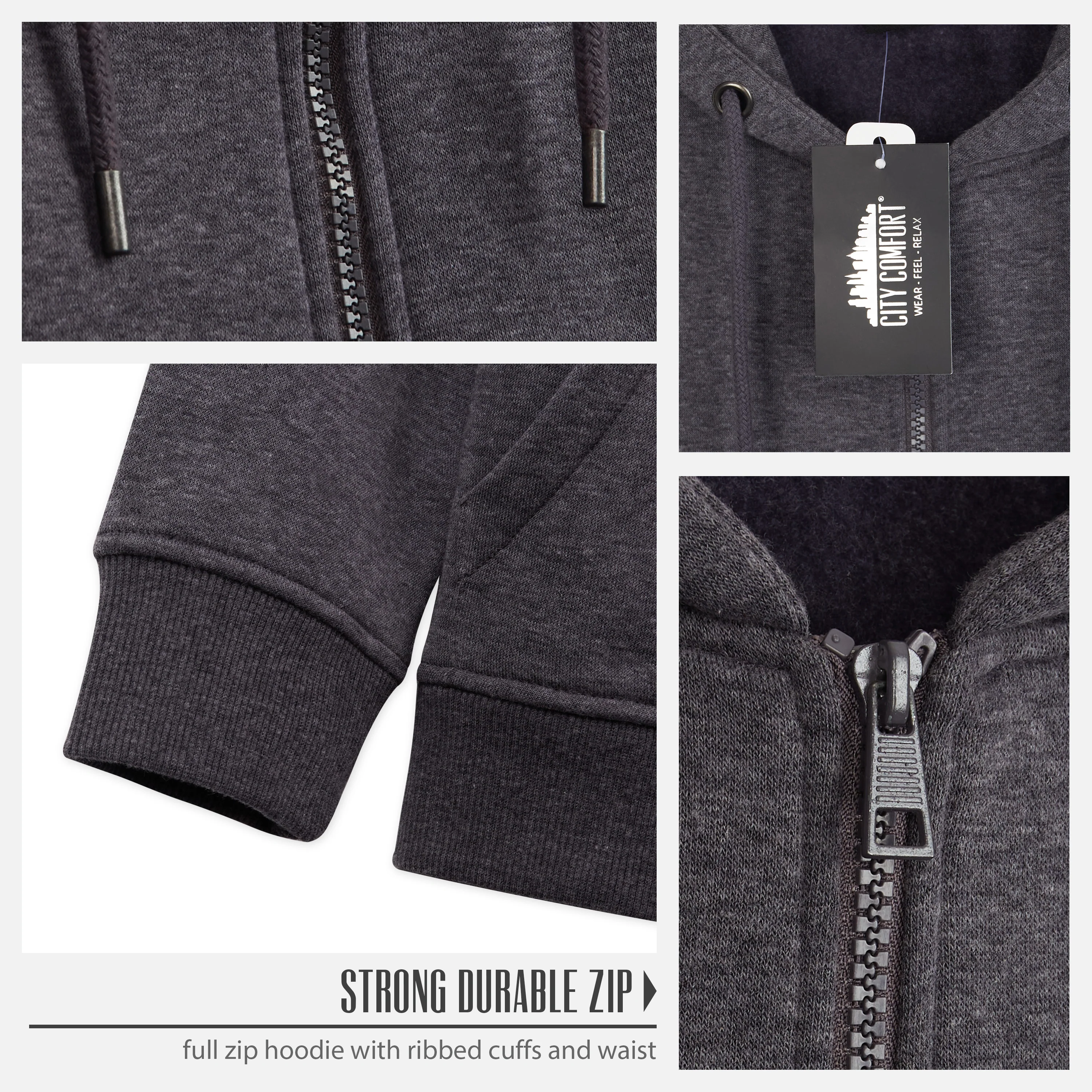 CityComfort Hoodies For Kids, CityComfort Plain Zip Up Hoodie - Image 33
