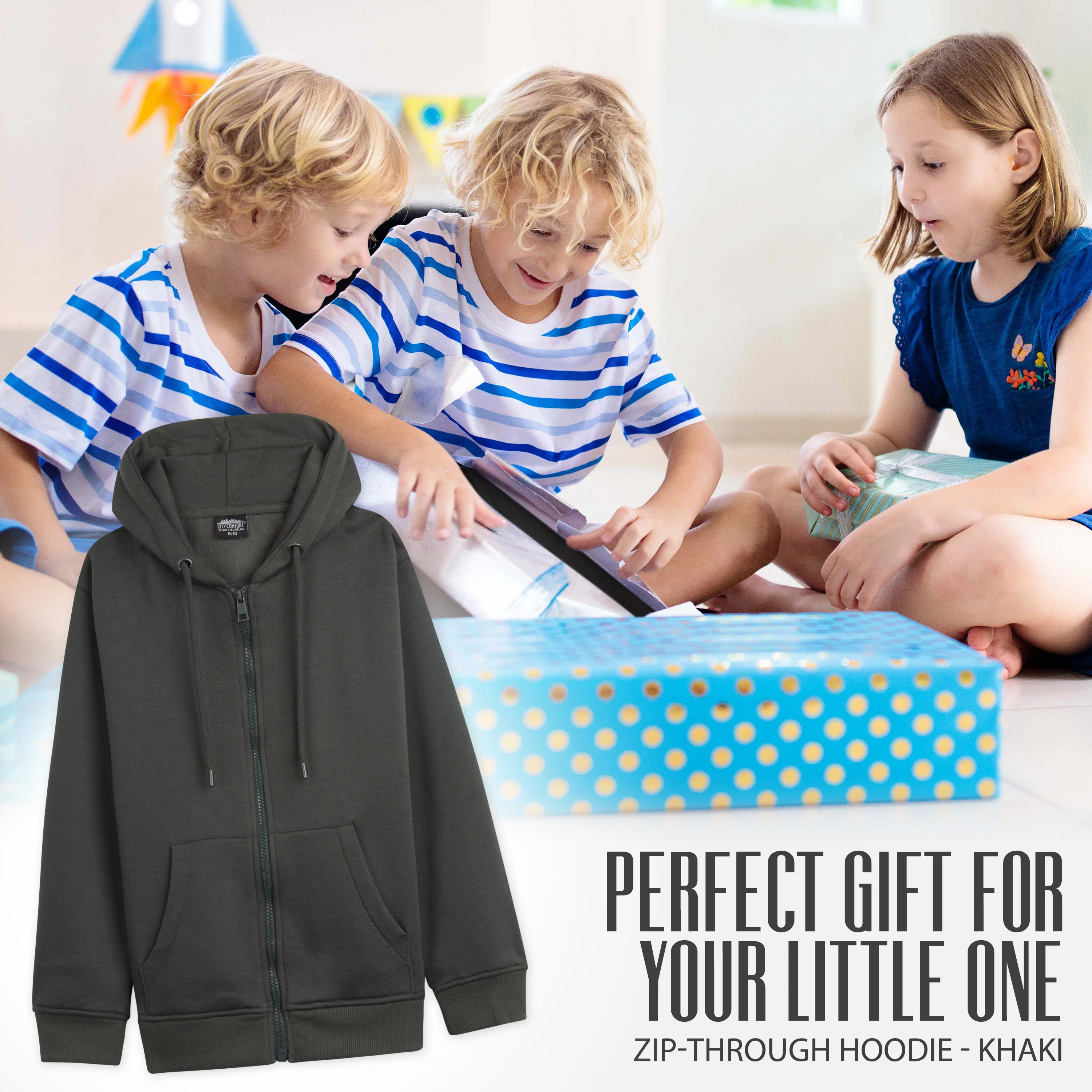 CityComfort Hoodies For Kids, CityComfort Plain Zip Up Hoodie - Image 38