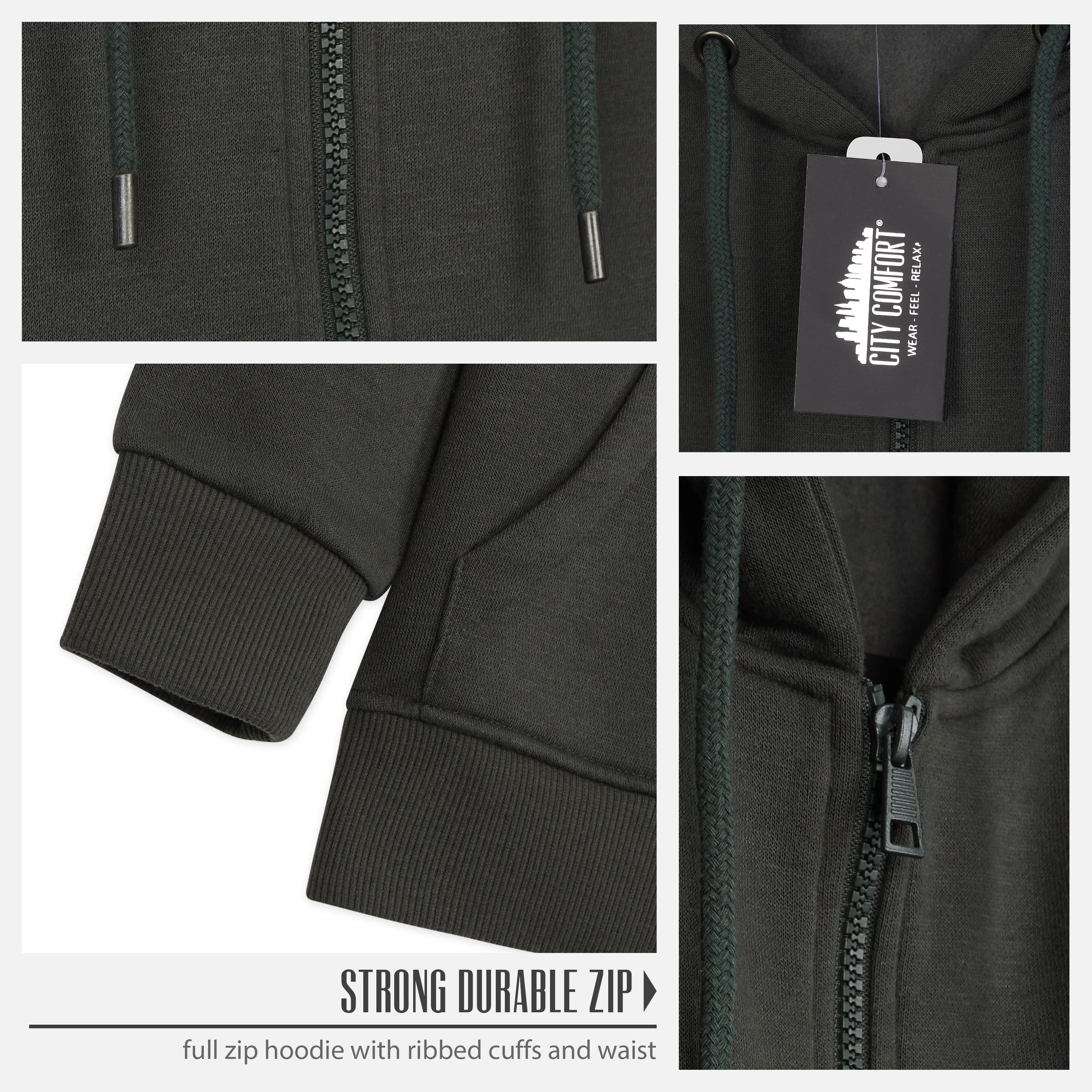CityComfort Hoodies For Kids, CityComfort Plain Zip Up Hoodie - Image 40