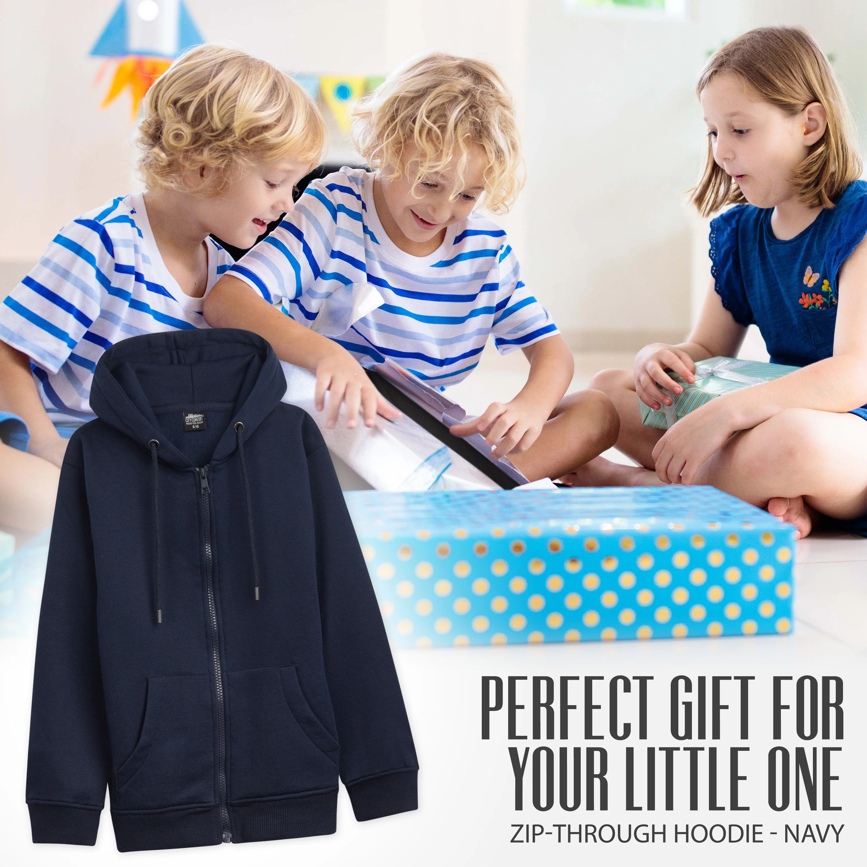 CityComfort Hoodies For Kids, CityComfort Plain Zip Up Hoodie - Image 45