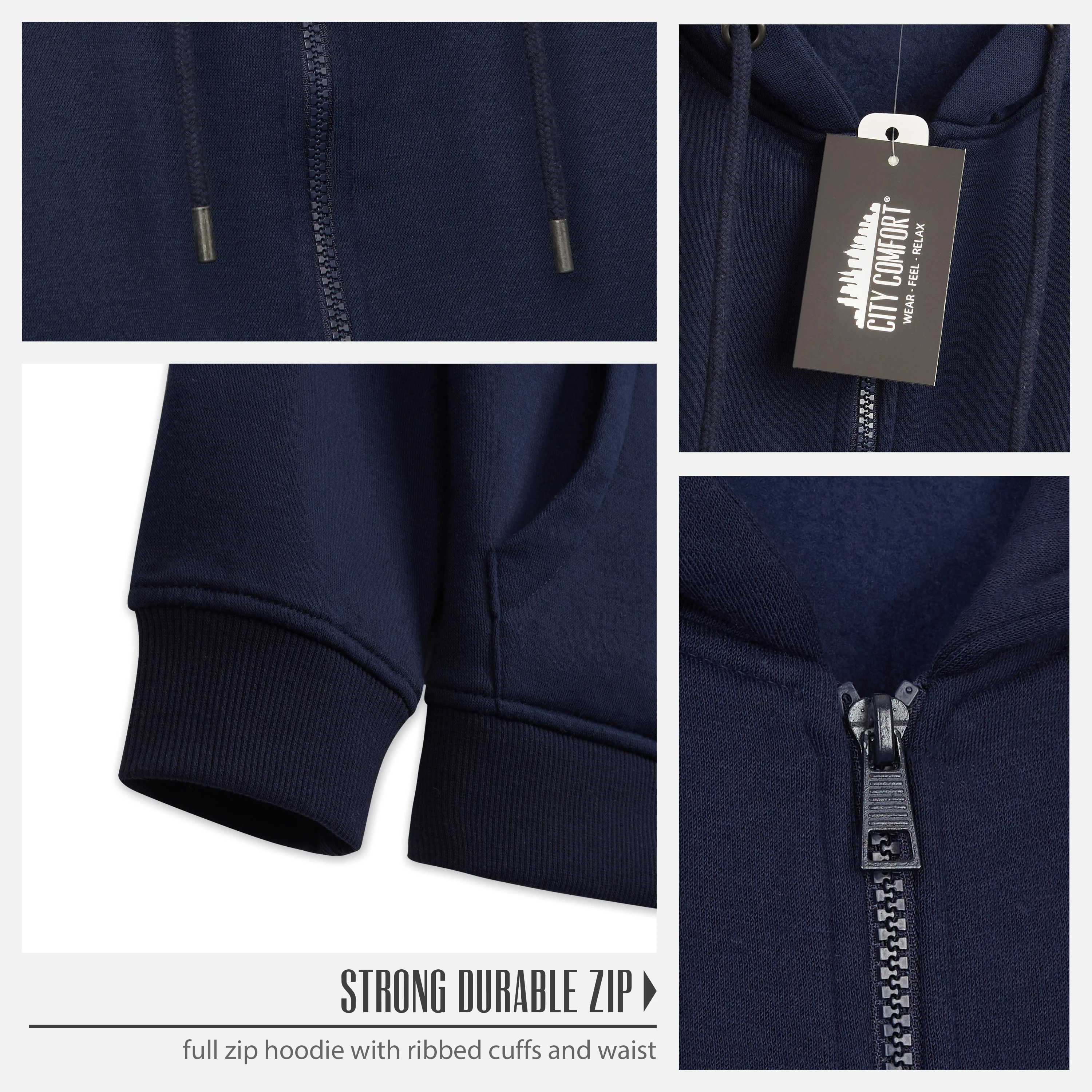 CityComfort Hoodies For Kids, CityComfort Plain Zip Up Hoodie - Image 47