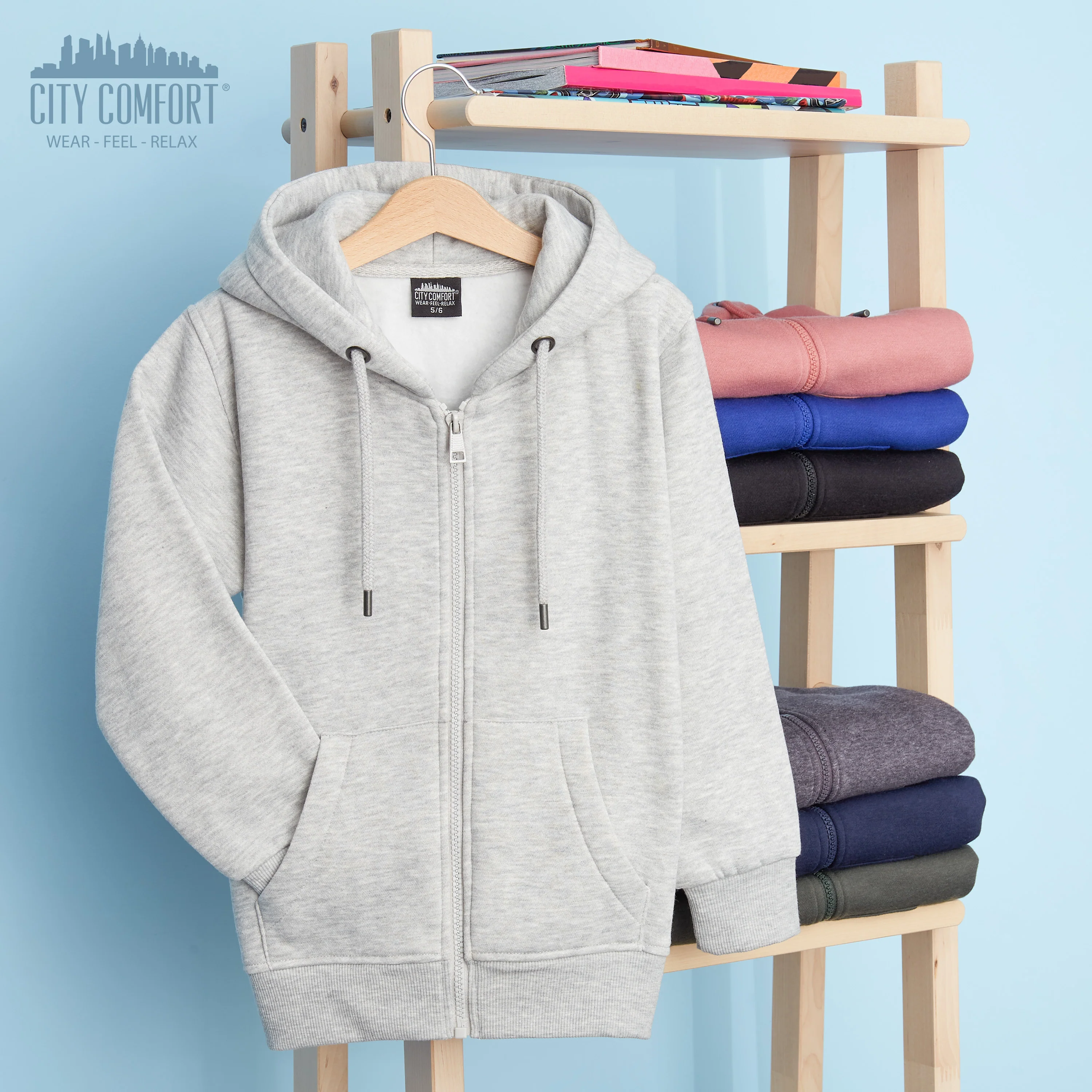CityComfort Hoodies For Kids, CityComfort Plain Zip Up Hoodie - Image 49