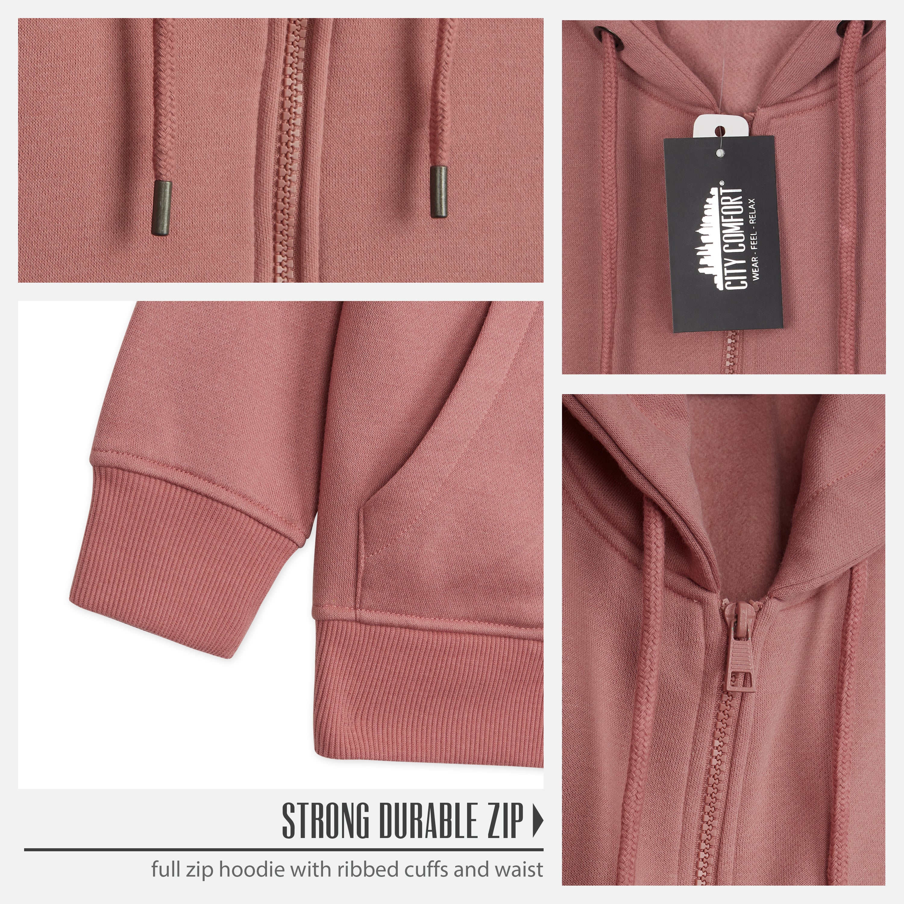 CityComfort Hoodies For Kids, CityComfort Plain Zip Up Hoodie - Image 5