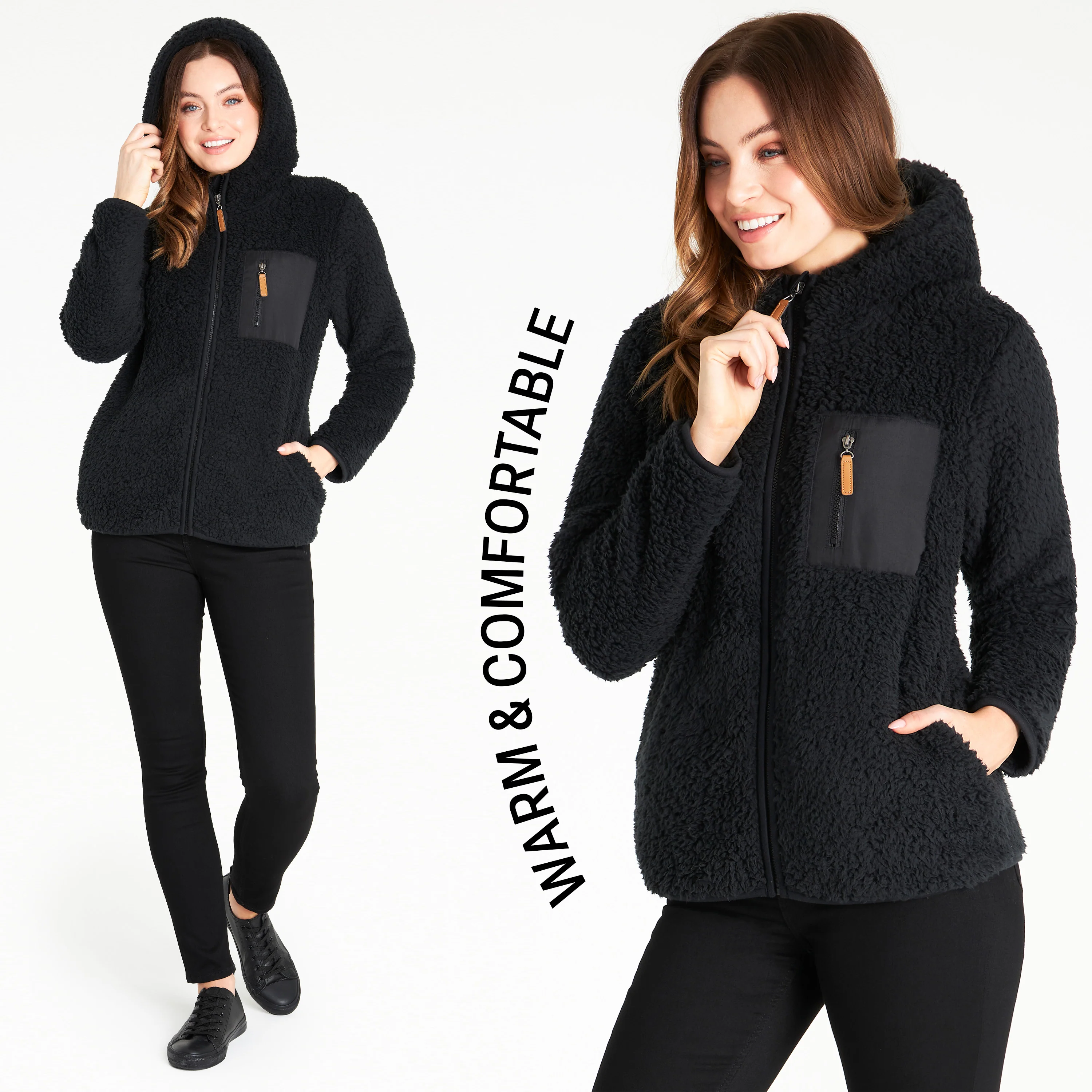 CityComfort Hoodies for Women and Teens, Fluffy Teddy Fleece Hoodie - Image 5